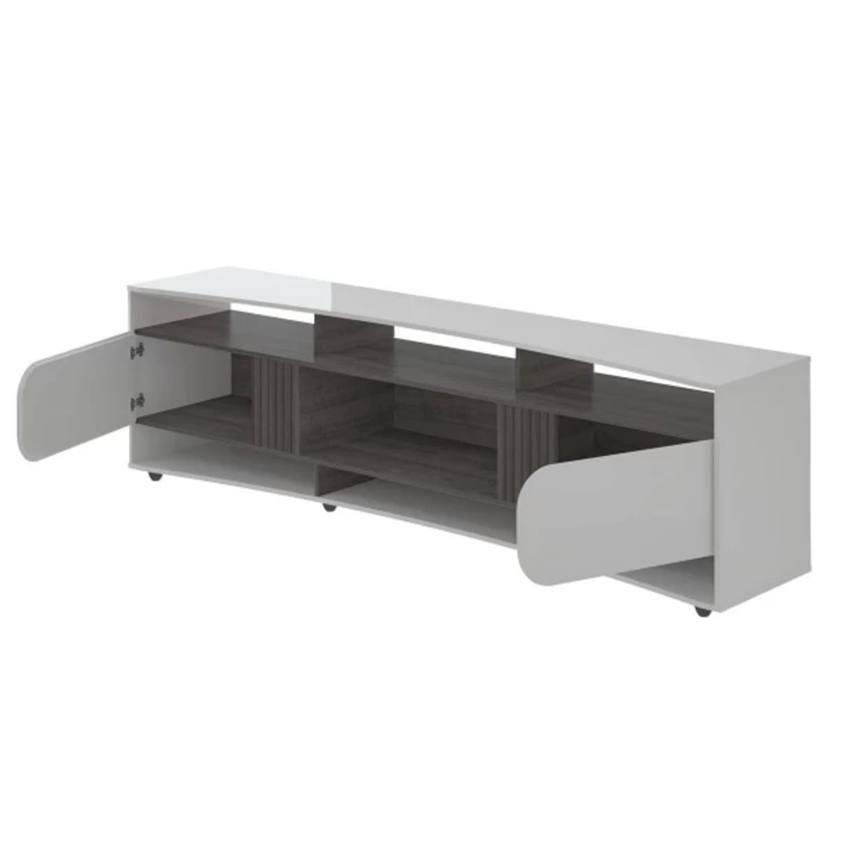 TU MESITA - Mesa Moderna de TV Maverik color BlancoMarrón 2 puertas TU MESITA