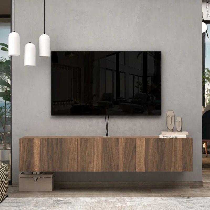 TU MESITA - Mesa de TV Flotante Aquiles color Marrón 3 puertas TU MESITA
