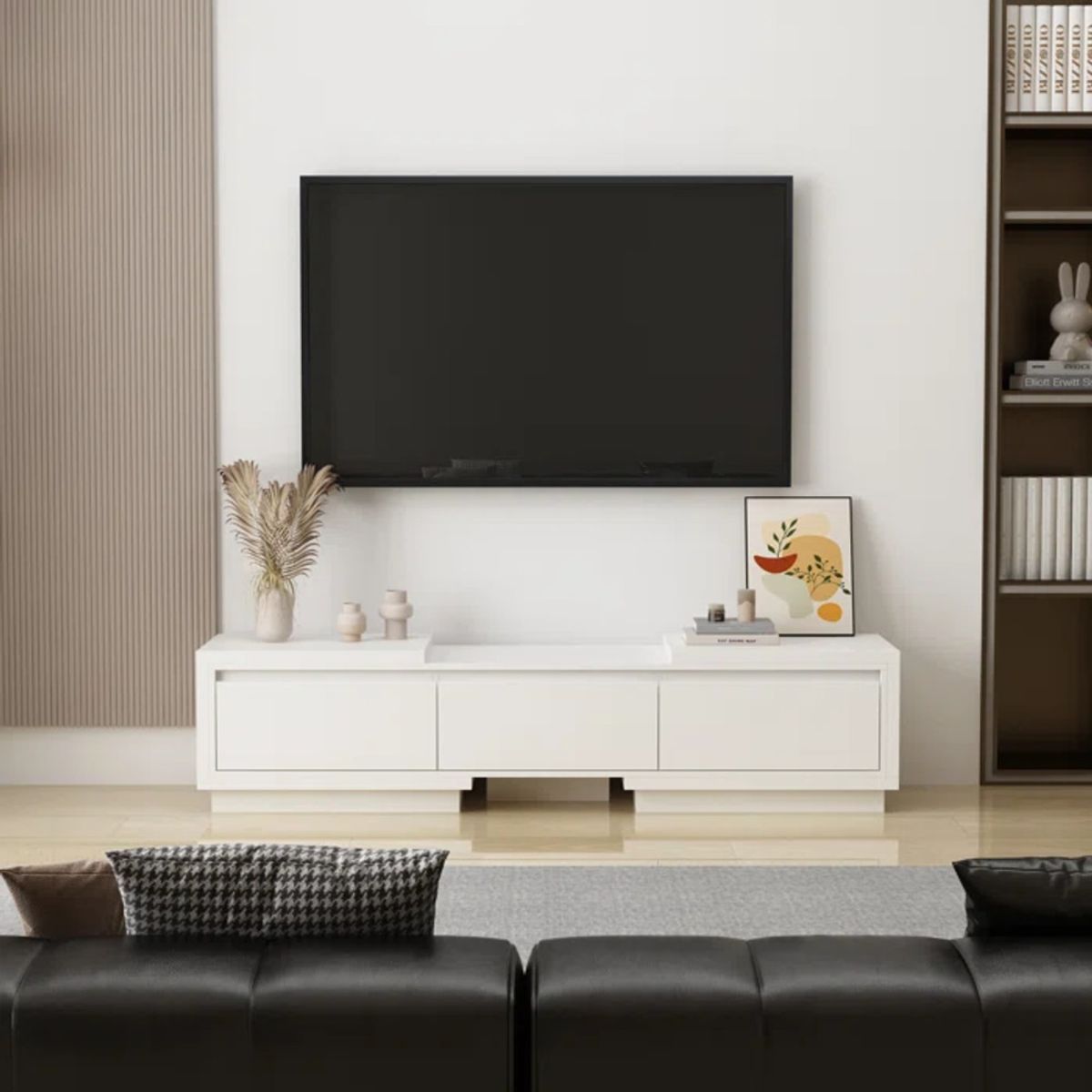 TU MESITA - Mesa de TV Expandible Mallorca color Blanco 3 cajones TU MESITA