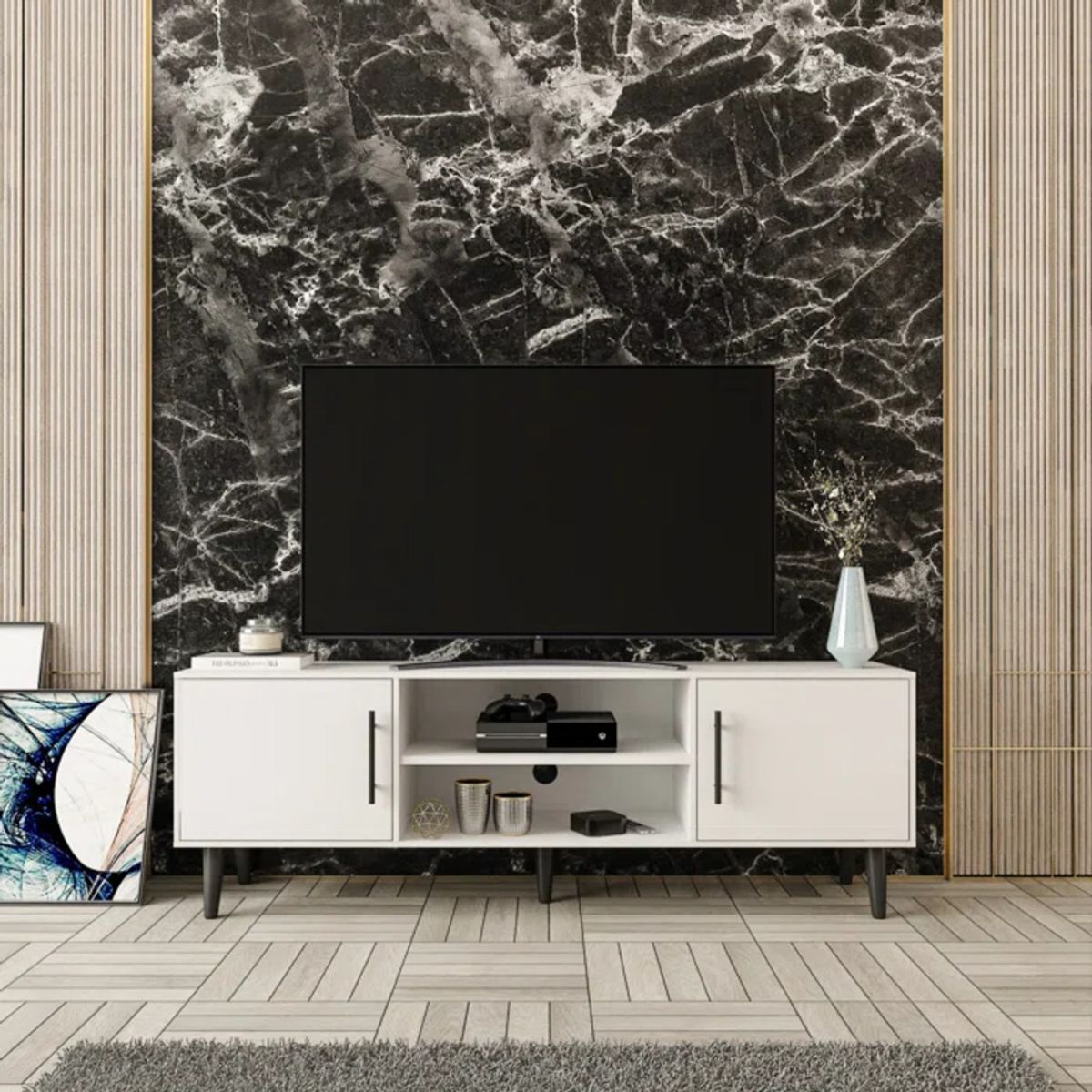 TU MESITA - Mesa de TV Clásica Miriam color Blanco TU MESITA 2 puertas