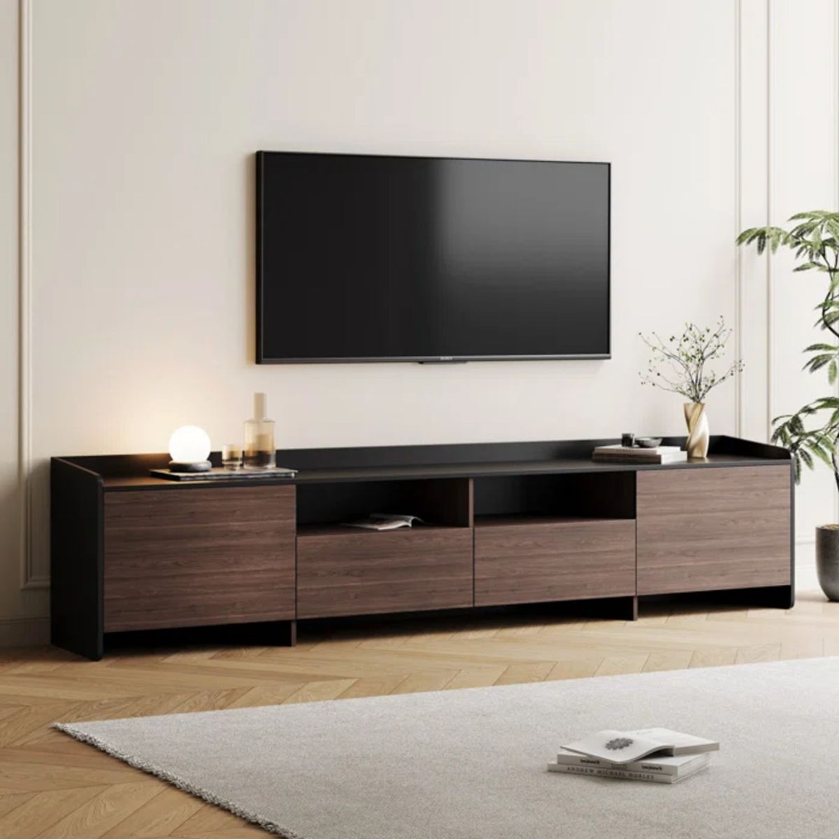 TU MESITA - Mesa de TV Moderna Rodrigo color Marrón 2 cajones TU MESITA