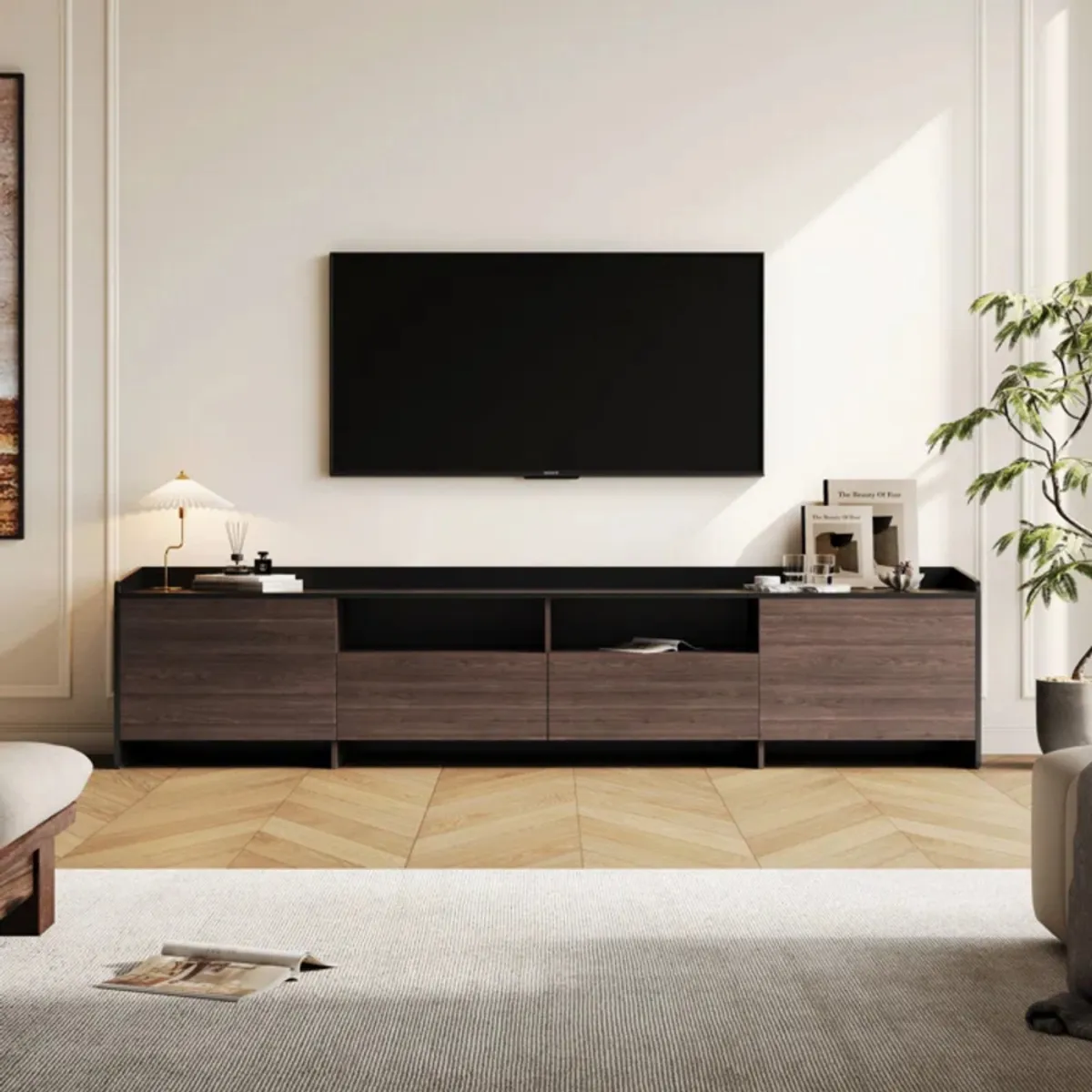 TU MESITA - Mesa de TV Moderna Rodrigo color Marrón 2 cajones TU MESITA