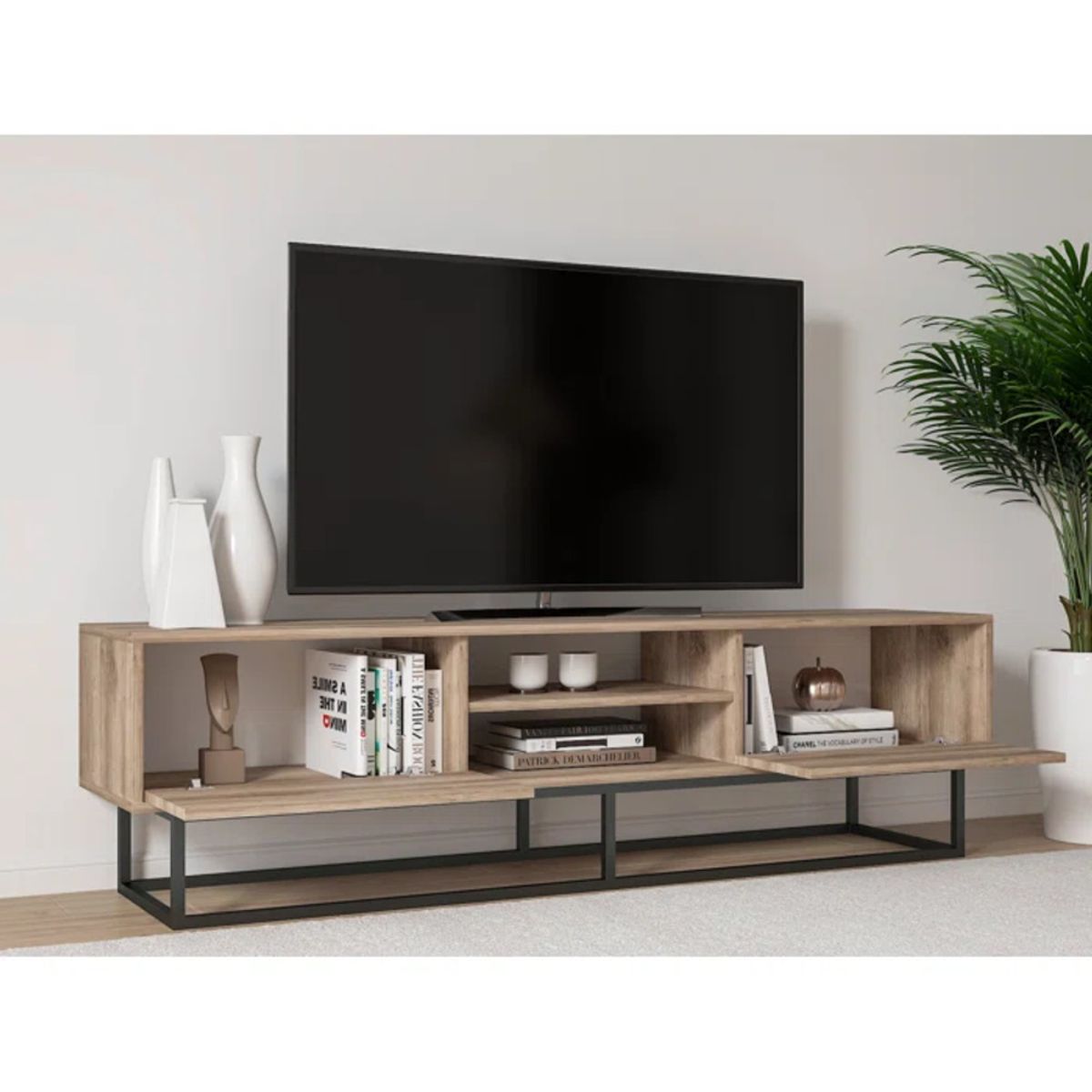 TU MESITA - Mesa de TV Industrial Misti color Roble 2 puertas TU MESITA