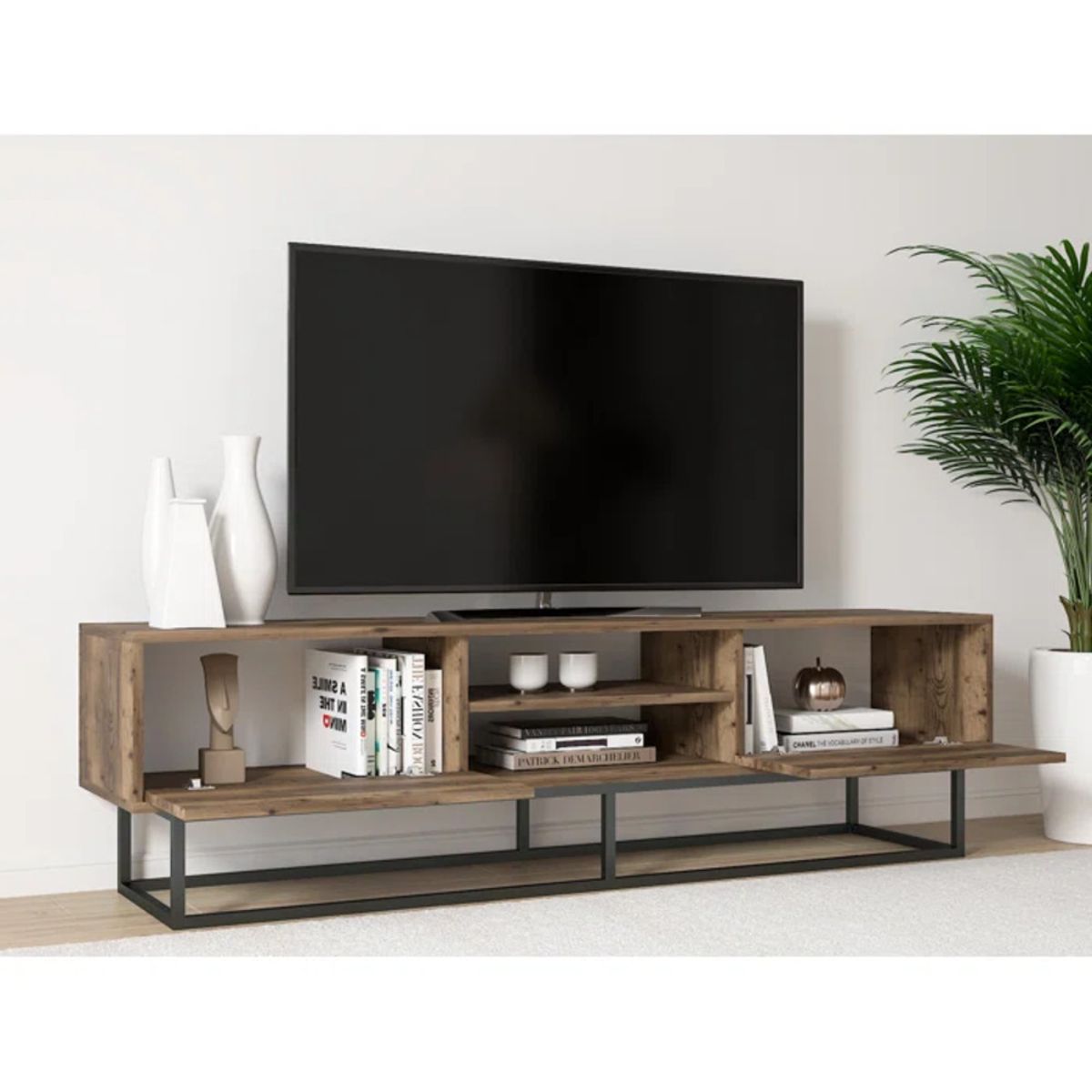 TU MESITA - Mesa de TV Industrial Misti color Marrón 2 puertas TU MESITA