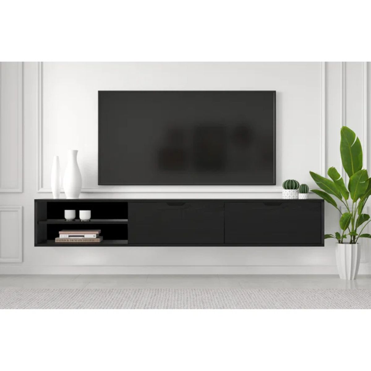 TU MESITA - Mesa de TV Flotante Piero color Negro TU MESITA 2 puertas
