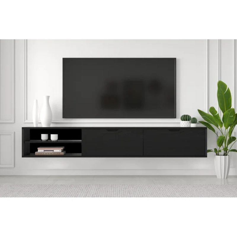 TU MESITA - Mesa de TV Flotante Piero color Negro TU MESITA 2 puertas