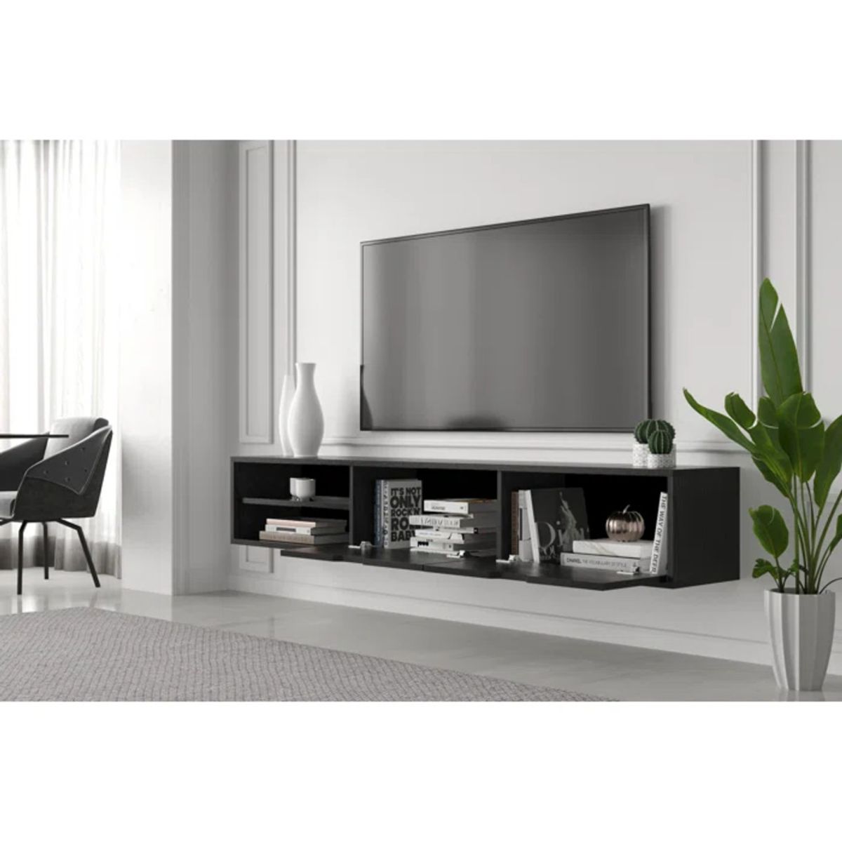 TU MESITA - Mesa de TV Flotante Piero color Negro TU MESITA 2 puertas