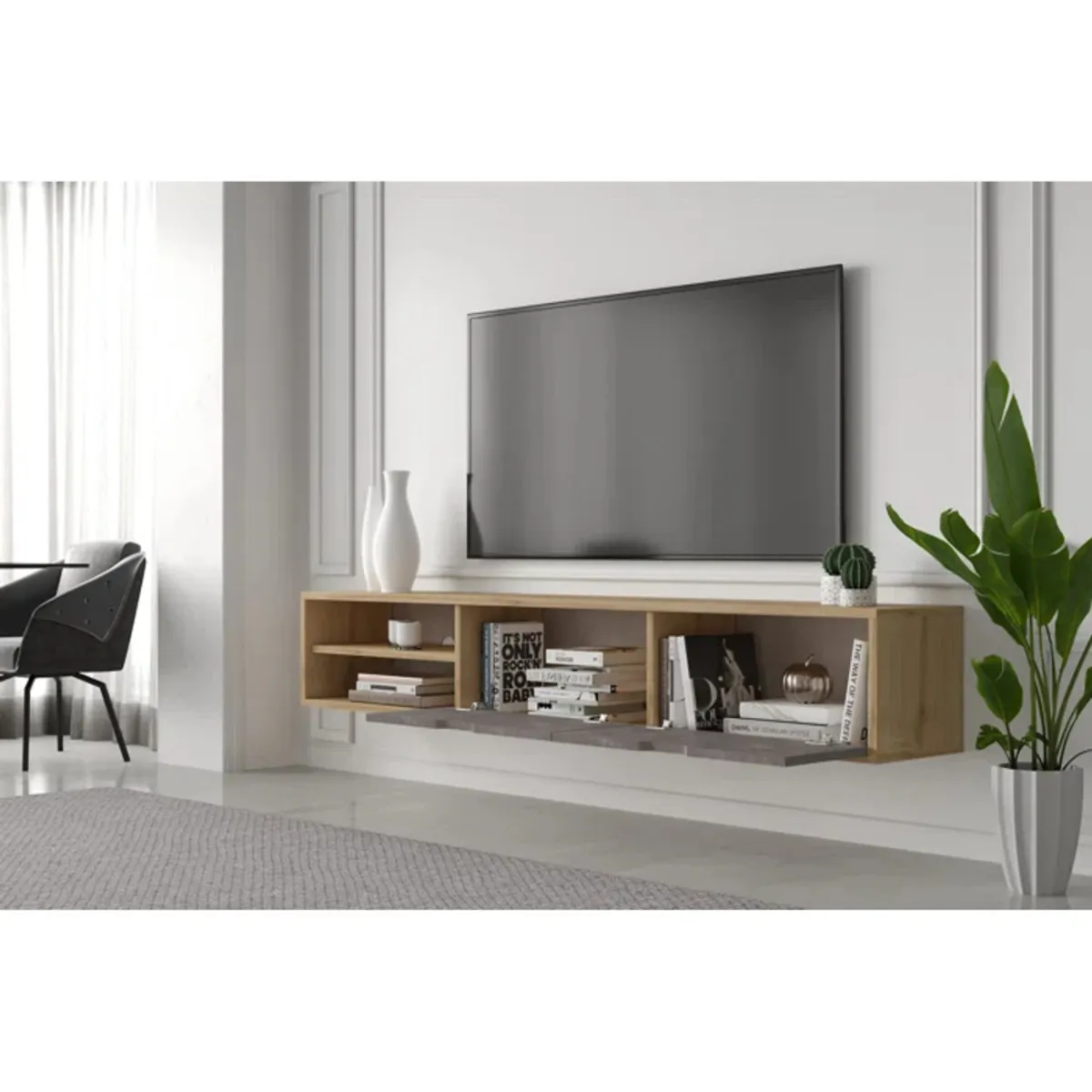 TU MESITA - Mesa de TV Flotante Piero color DunaGris TU MESITA 2 puertas