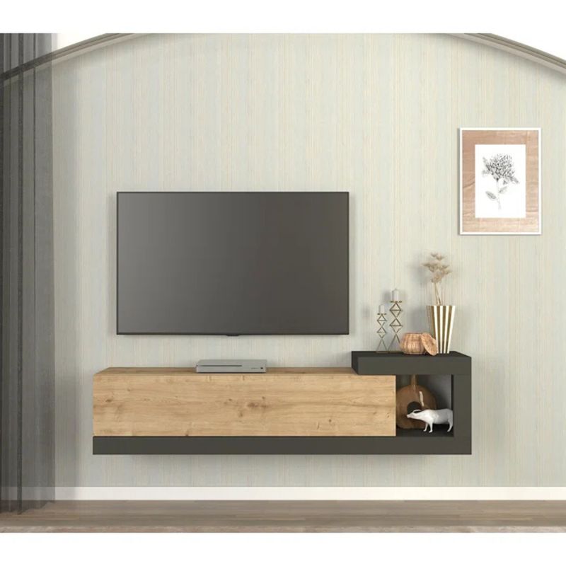 TU MESITA - Mesa Moderna de TV Flotante Pietro color DunaNegro TU MESITA