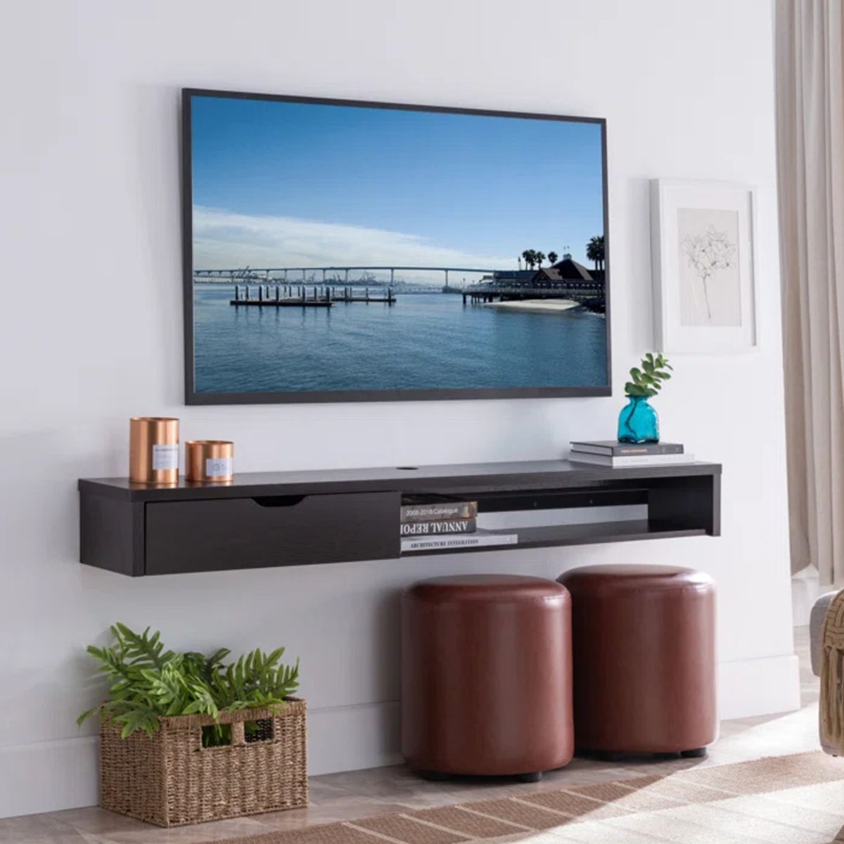 TU MESITA - Mesa de TV Flotante Pucca color Negro 1 cajón TU MESITA