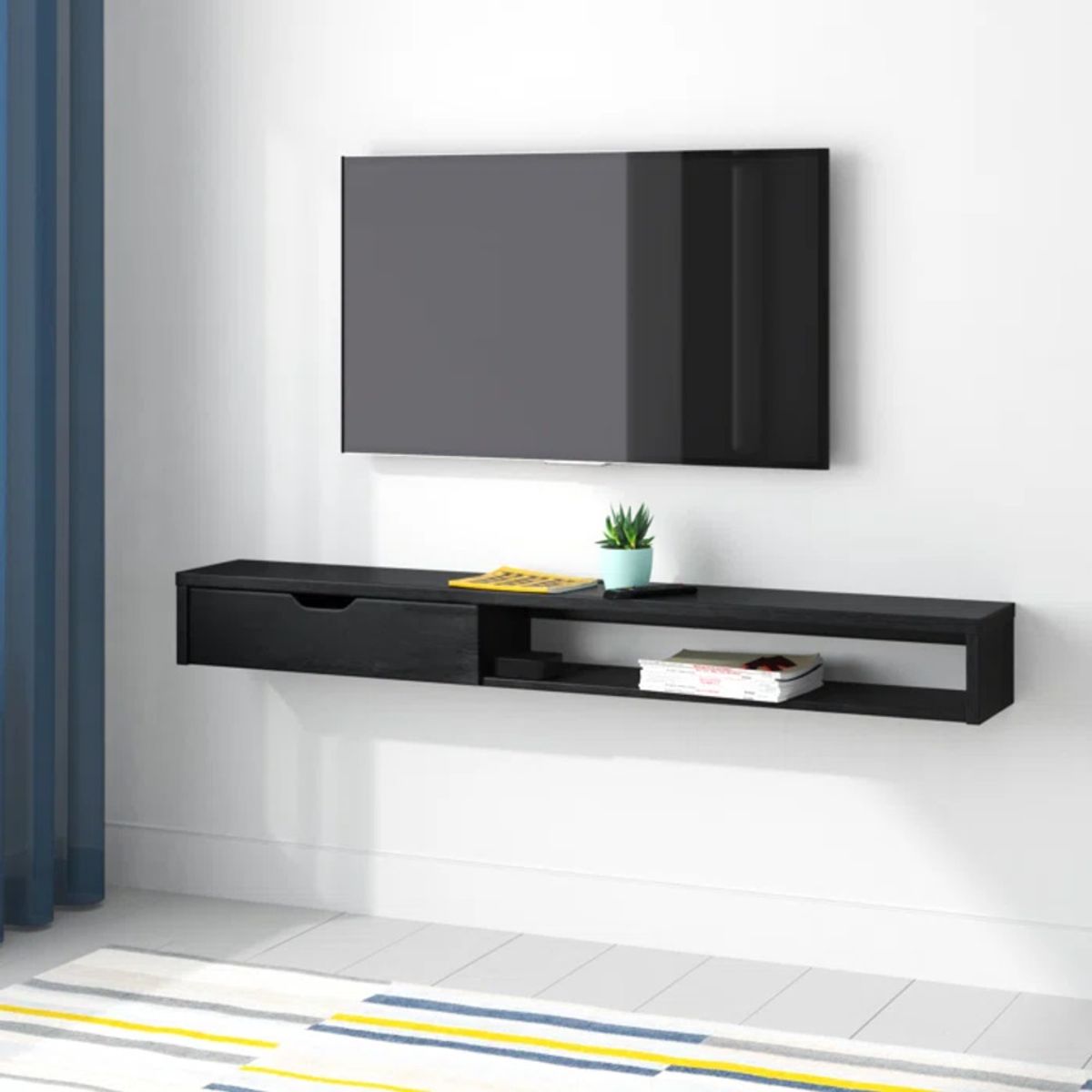 TU MESITA - Mesa de TV Flotante Pucca color Negro 1 cajón TU MESITA