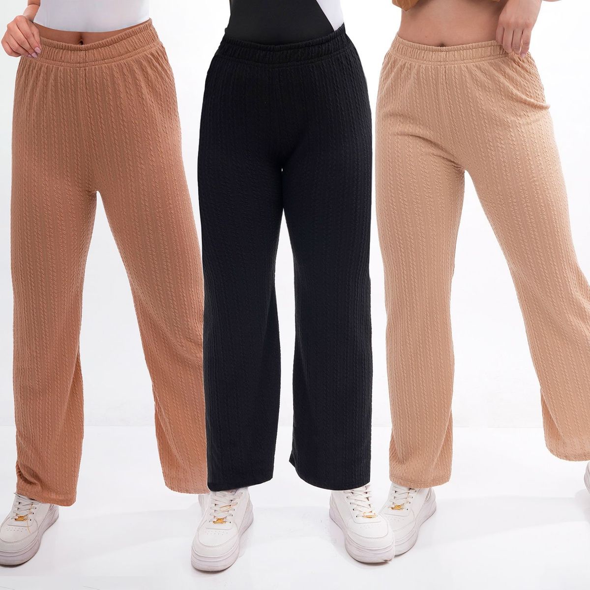 GENERICO - PACK X3 PANTALONES PALAZZO MUJER PALAZO
