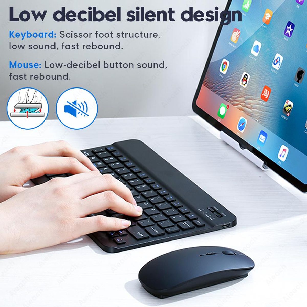 GENERICO - Kit Teclado y Mouse Bluetooth para Android iOS Windows