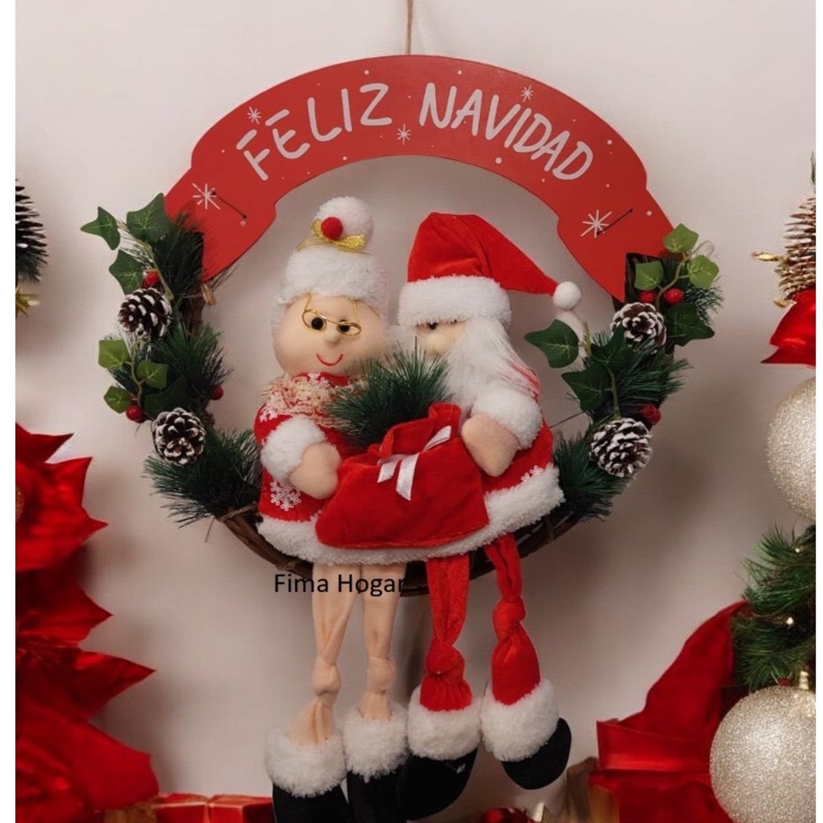 GENERICO - Corona de Navidad colgante para pared y puerta rojo y verde 45 cm