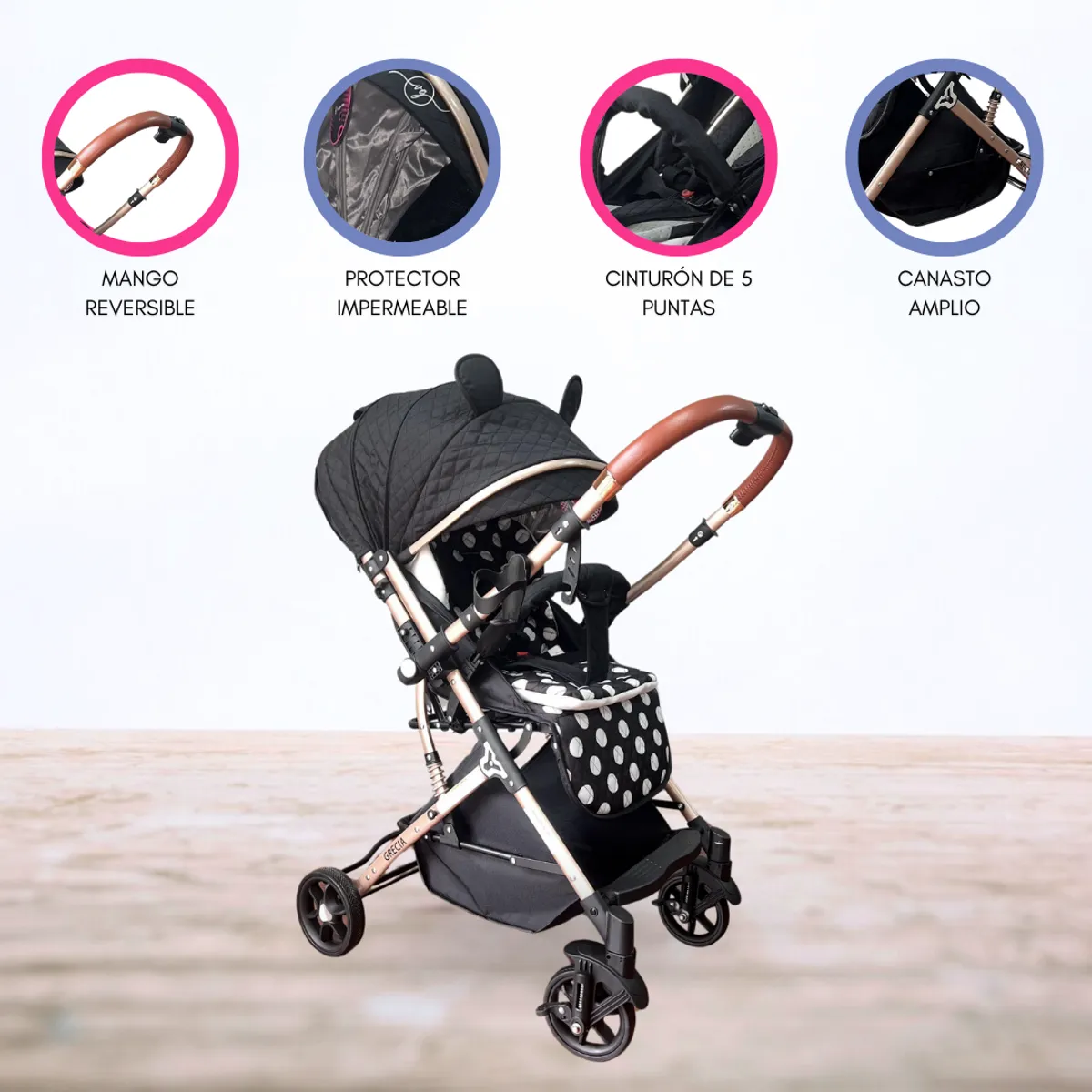 CUZKA - Coche de Paseo Reversible para Bebés «GRECIA» Mickey