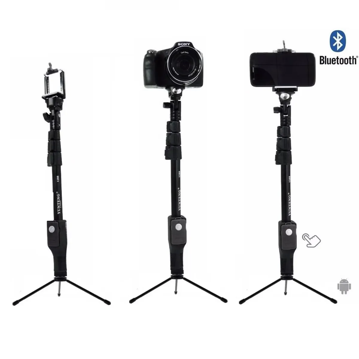 GENERICO - Tripode Palo Selfie Stick Bluetooth Grande 1.25 MT Camara y Go Pro