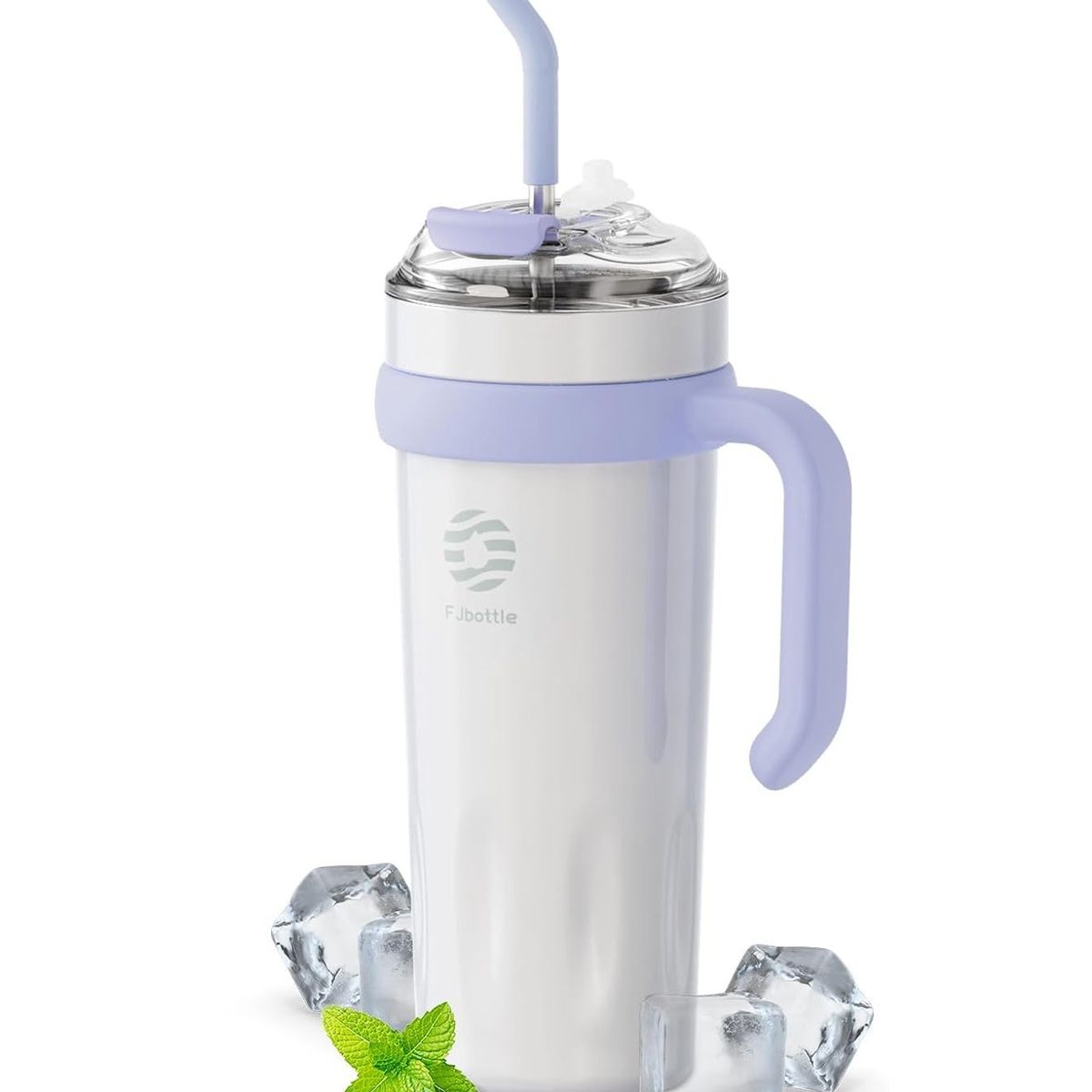 FJBOTTLE - FJBottle - Botella Mug con cañita Témico acero con tapa de tritán 40oz - Blanco