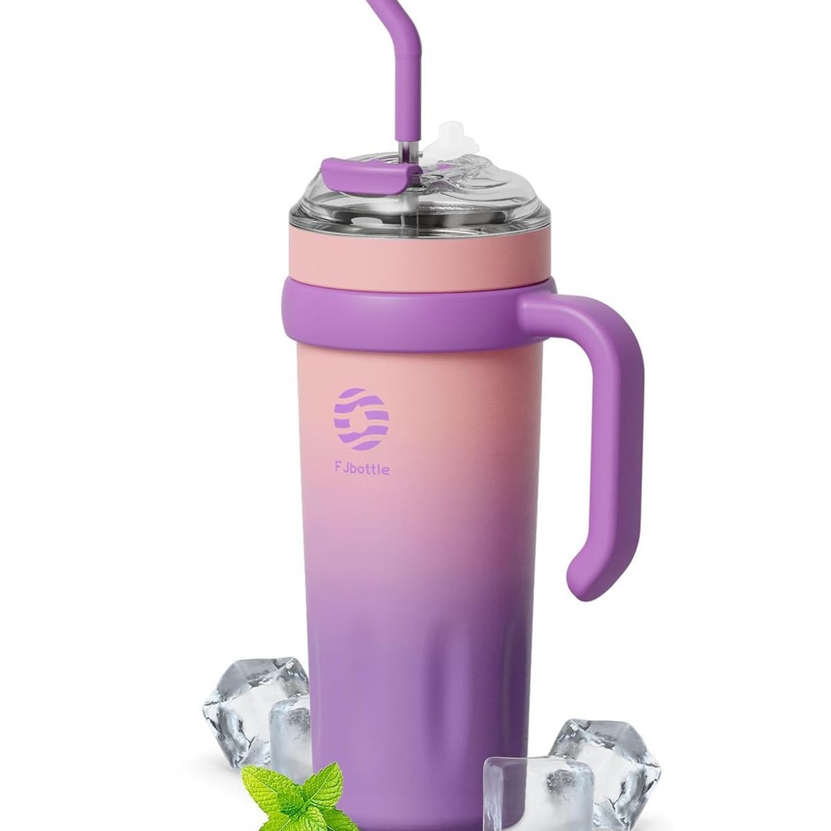 FJBOTTLE - FJBottle - Botella Mug con cañita Témico acero con tapa de tritán 40oz - Rosa