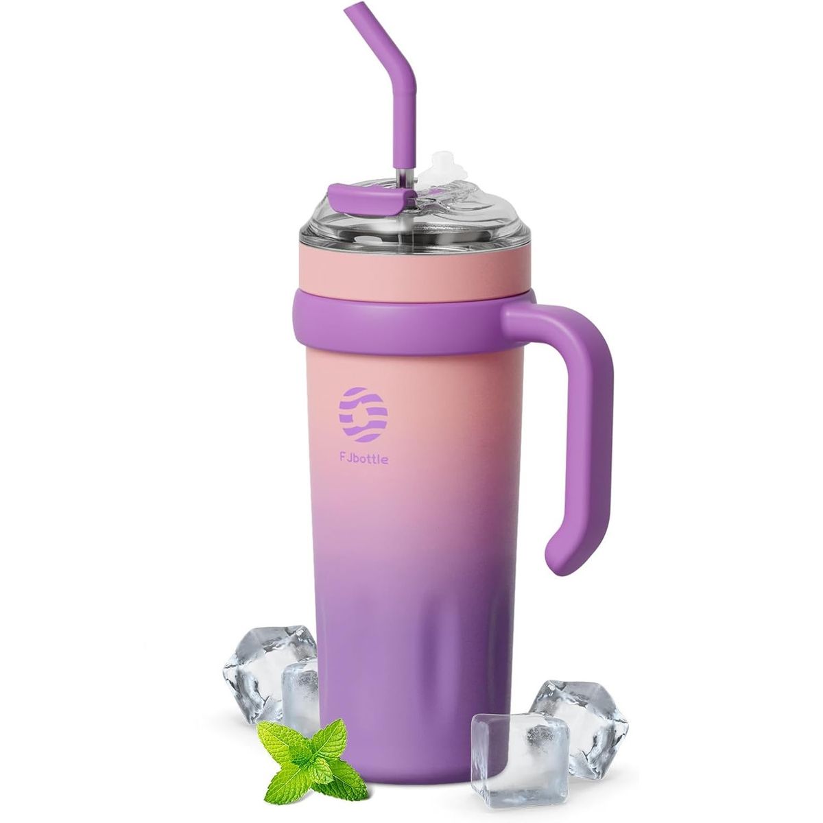 FJBOTTLE - FJBottle - Botella Mug con cañita Témico acero con tapa de tritán 40oz - Rosa