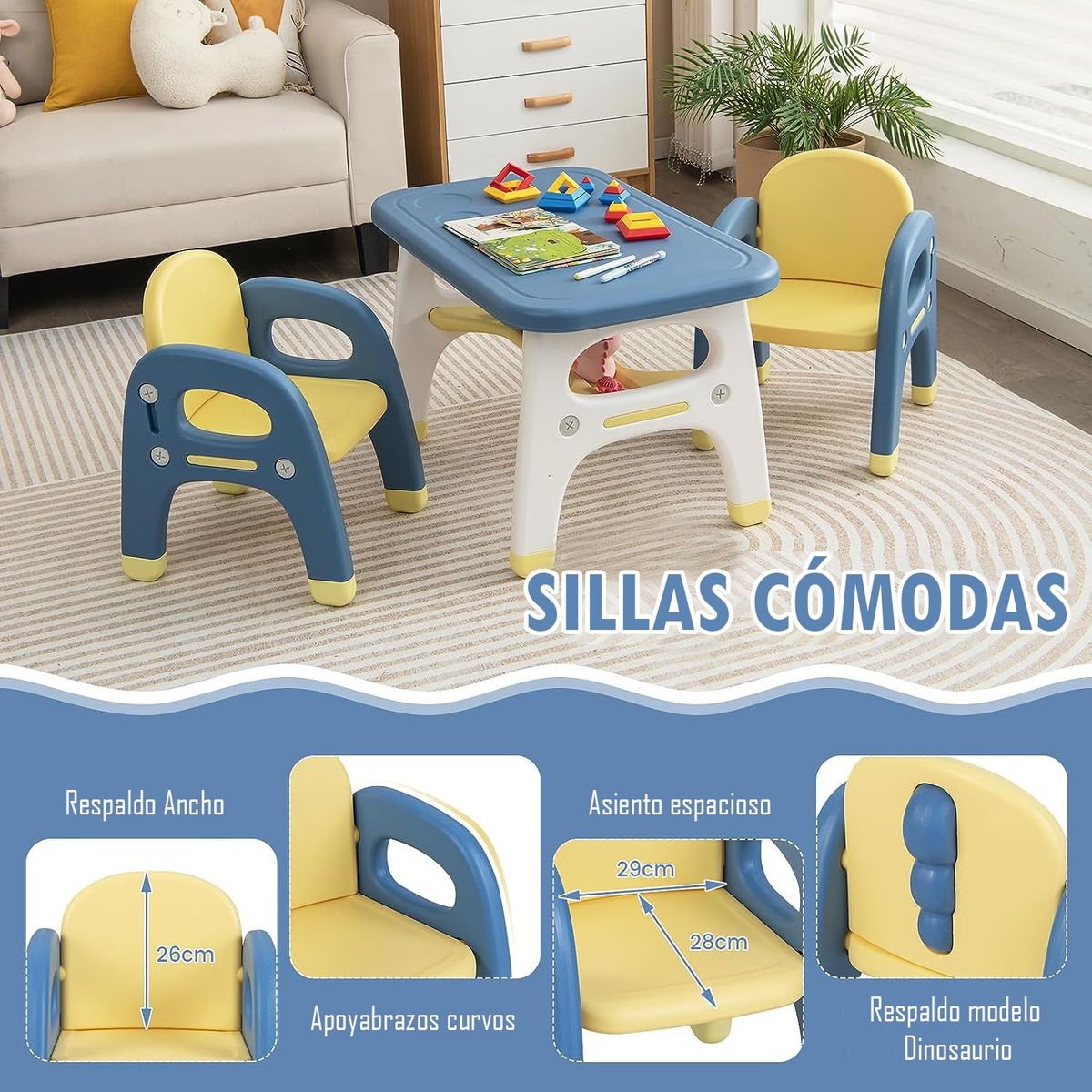 PERU IMPORTACIONES - MESA  INFANTIL CON 2 SILLAS PARA NIÑOS