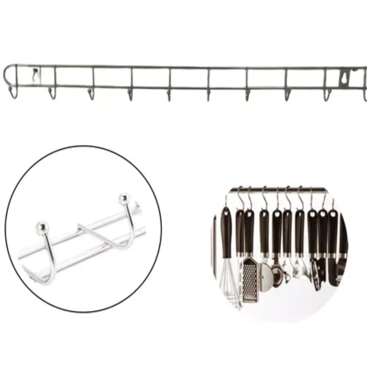 GENERICO - Organizador colgante Utensilios Cocina Baño Soporte 10 Ganchos