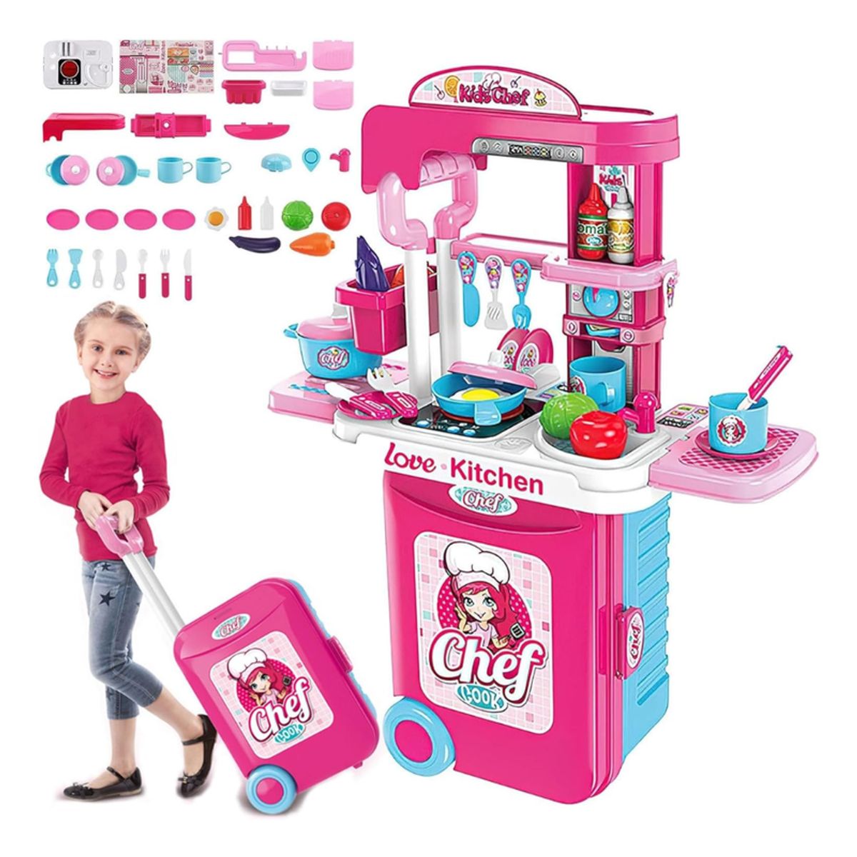 GENERICO - Set de Cocina de Juguete con Luz y Sonido 3 en 1