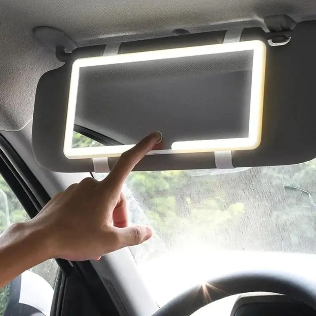 GENERICO - Espejo LED Para Auto en Visera Recargable Táctil Blanco