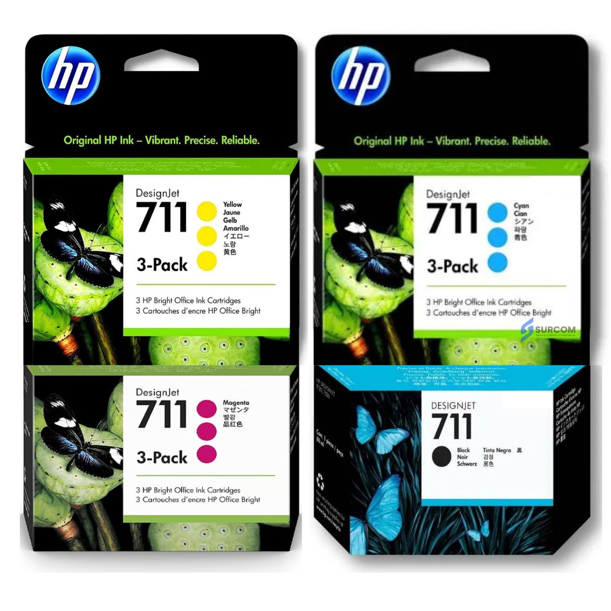 HP - Kit Tinta HP 711 3Pack Cyan Magenta Amarillo Negro