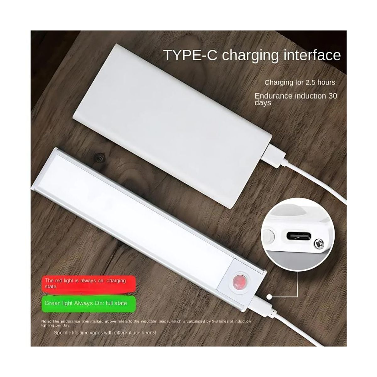 GENERICO - Luz led con sensor de movimiento-recargable-magnética x 40cm