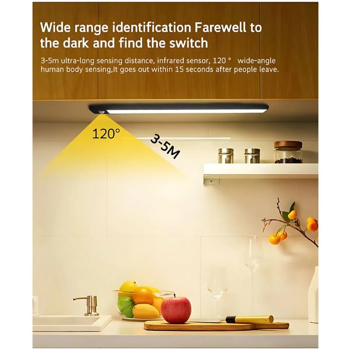 GENERICO - Luz led con sensor de movimiento-recargable-magnética x 40cm