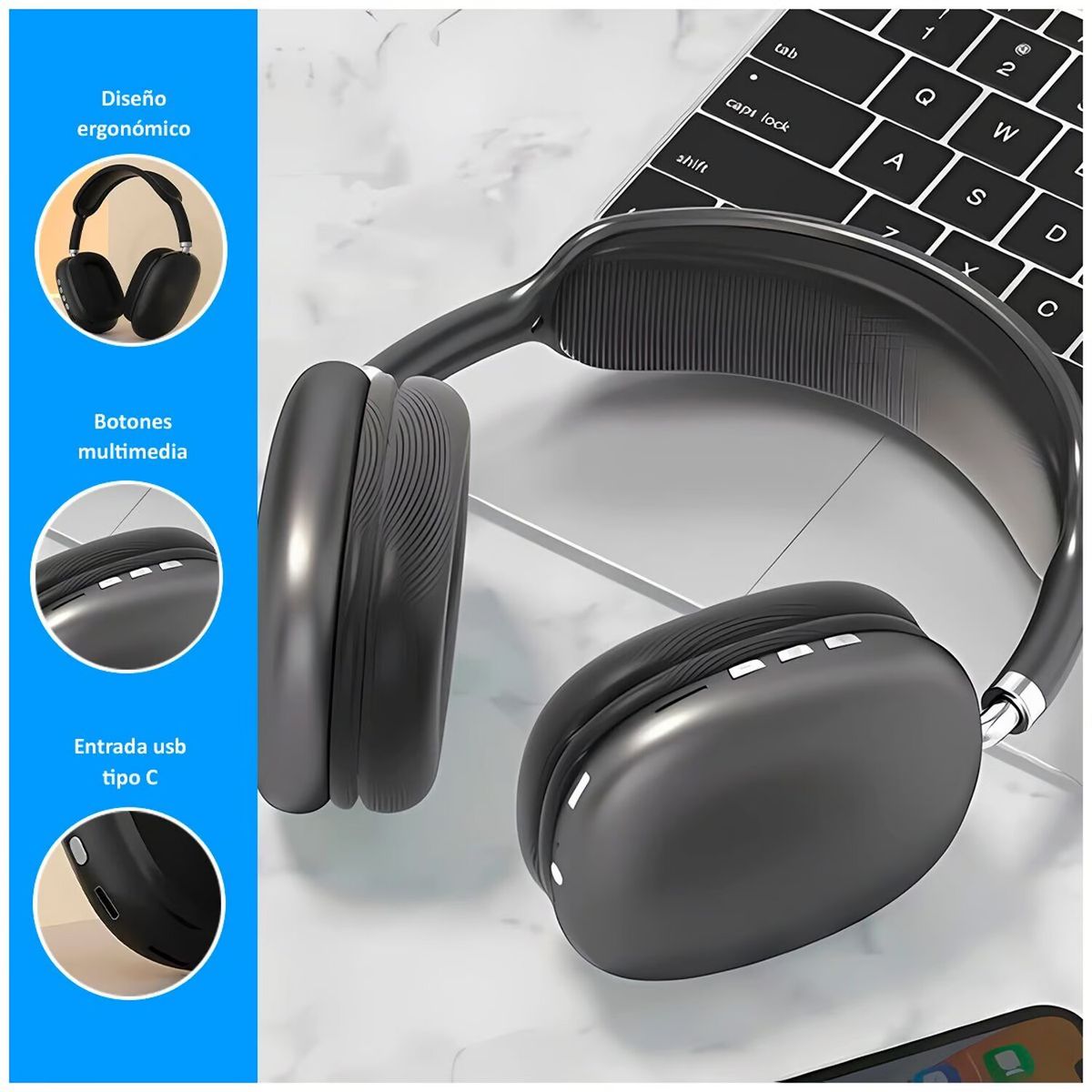 GENERICO - Audífonos Bluetooth P9 Negro