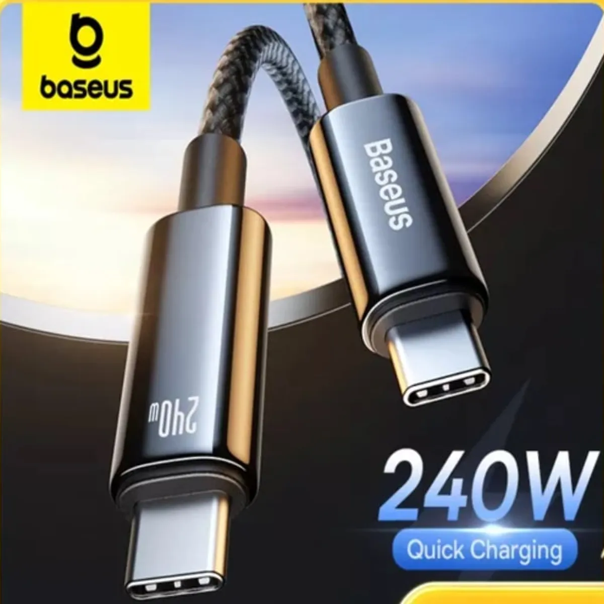 BASEUS - Cable Tipo C a Tipo C Turbo 240W Datos 480mbps Baseus 2Metros