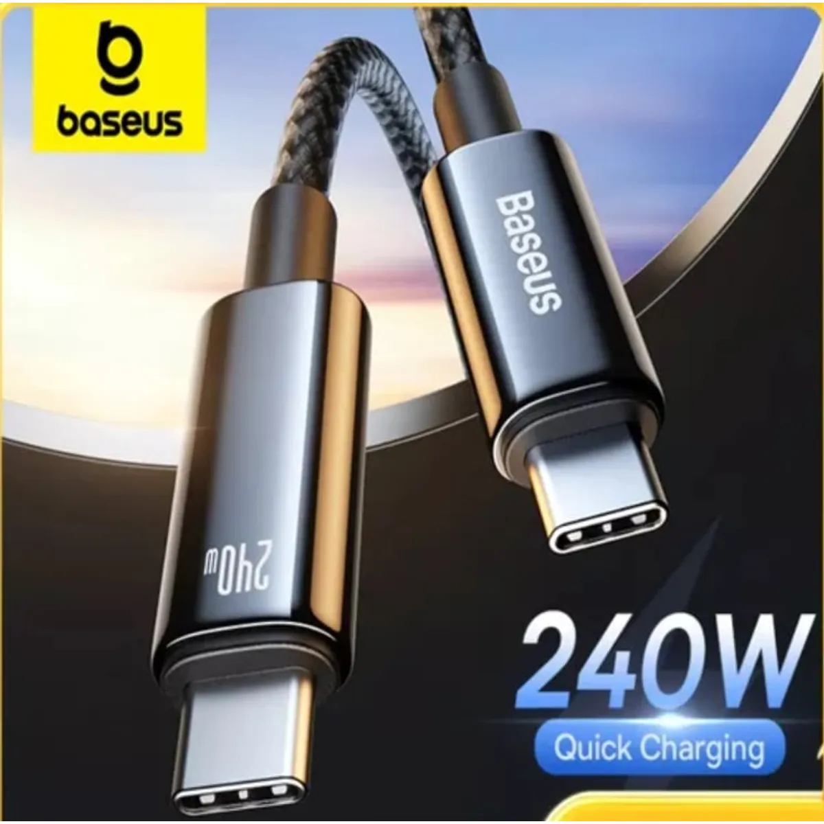 BASEUS - Cable Tipo C a Tipo C Turbo 240W Datos 480mbps Baseus 2Metros