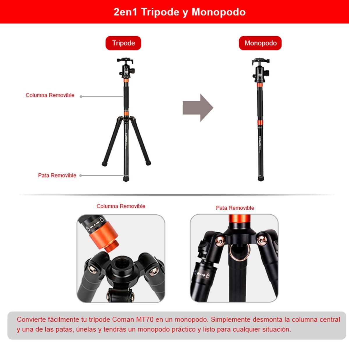 GENERICO - Tripode Coman MT-70 con estuche