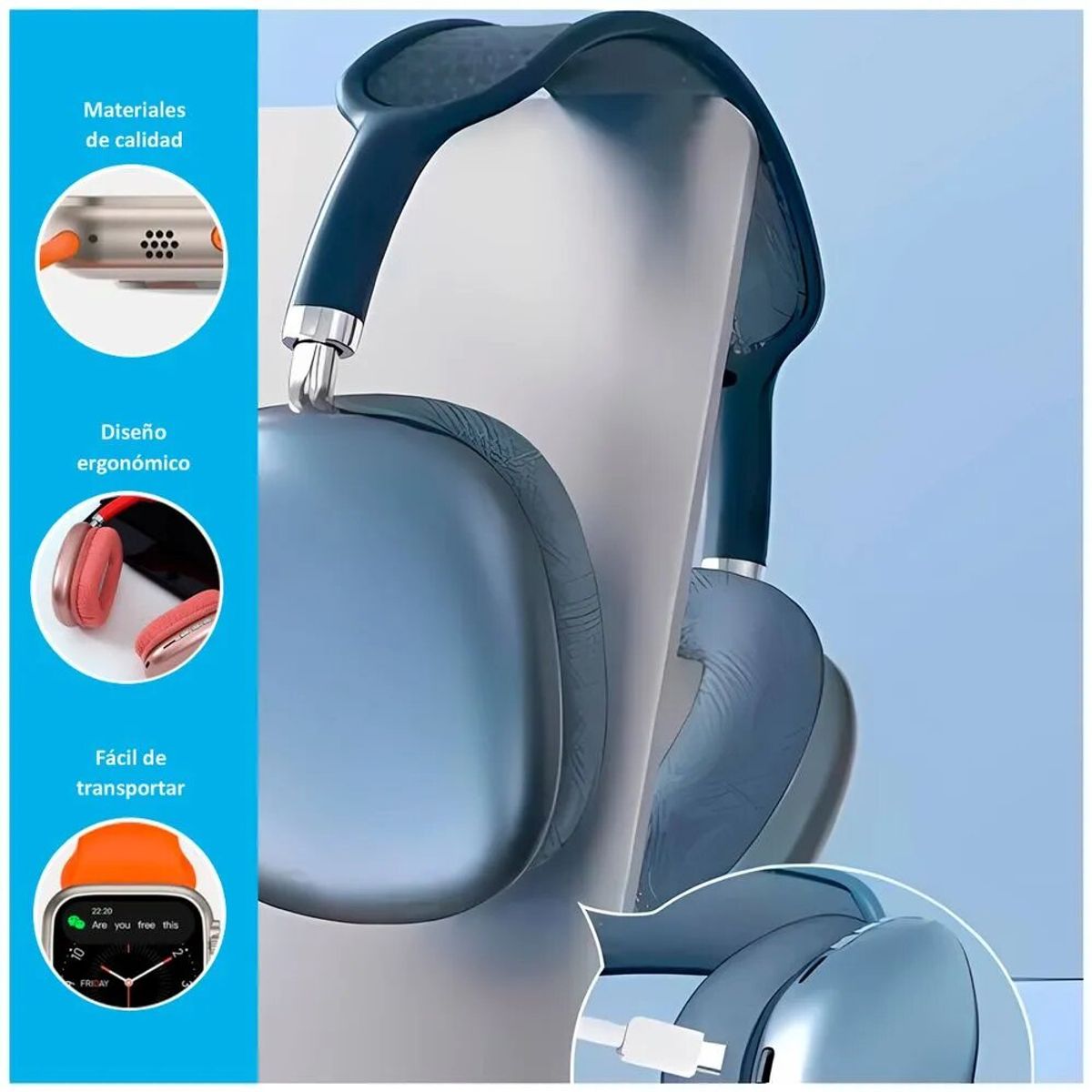 GENERICO - Audífonos Bluetooth P9 Azul