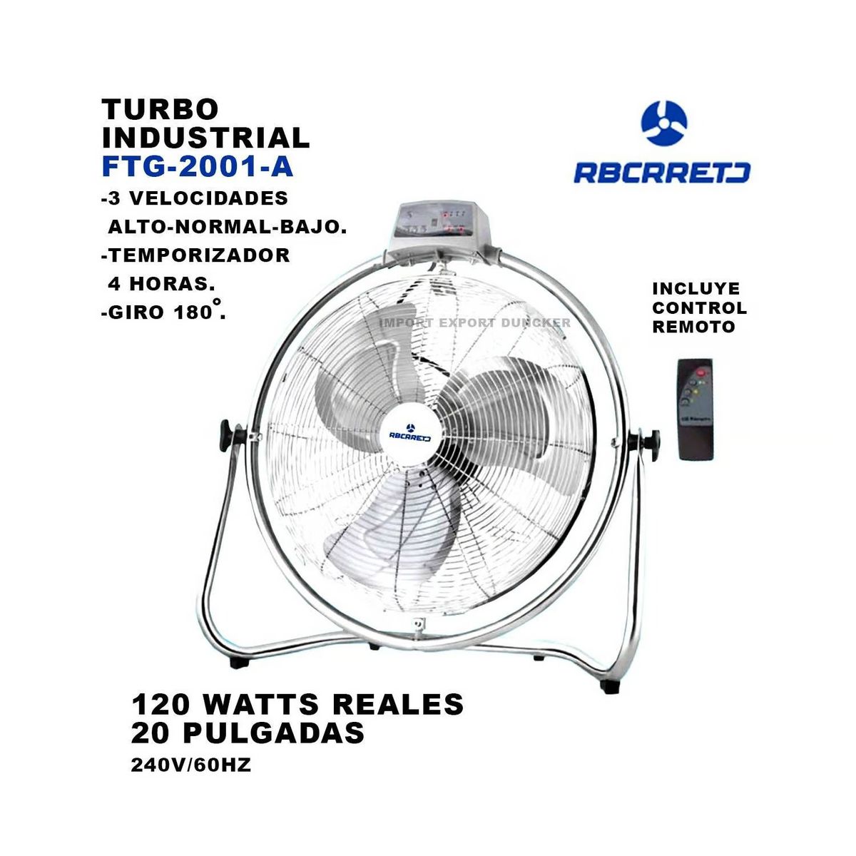 RBC - VENTILADOR GIRATORIO DE PISO 20 a CONTROL REMOTO