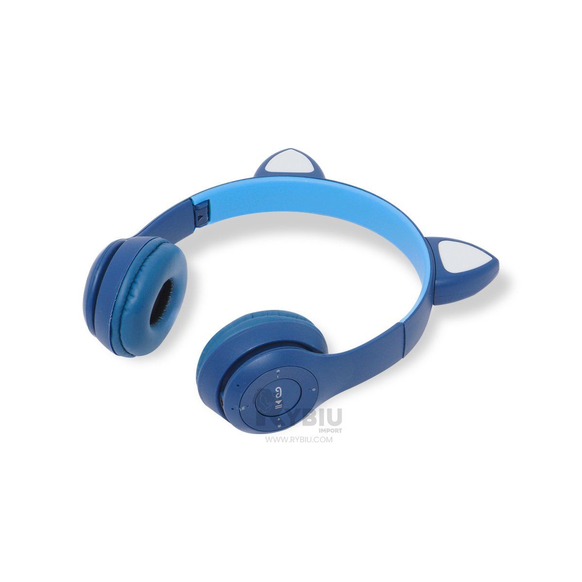RYBIU IMPORT - Auriculares Felino y con Luces Color Azul Y+Regalo Stickers