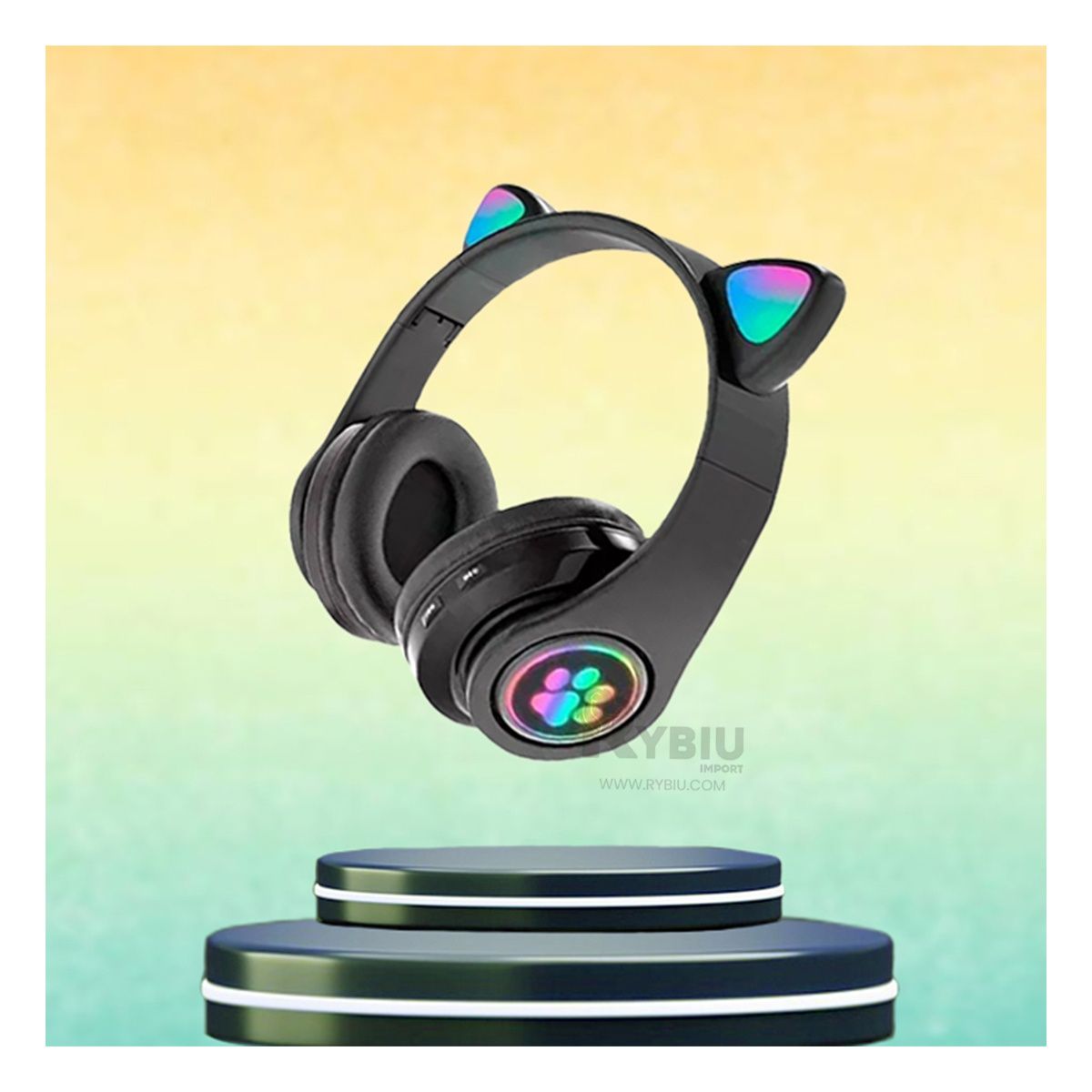 RYBIU IMPORT - Auriculares con Estilo Cat de Tono Negro Y+Gift Stickers