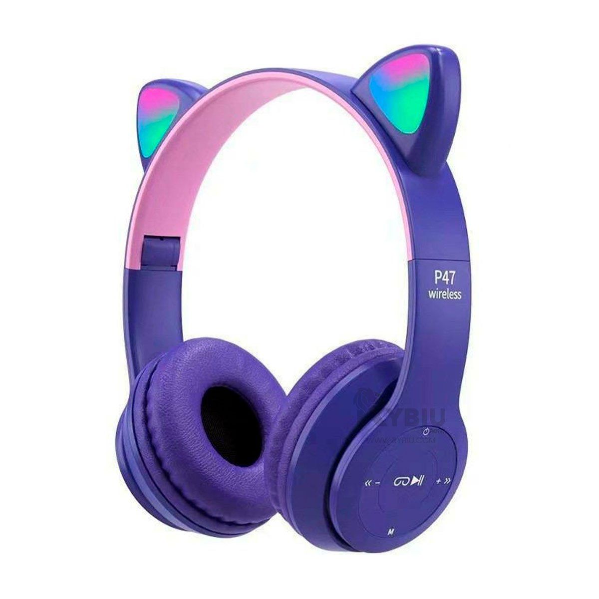 RYBIU IMPORT - Auriculares Comodos Tipo Gato en Morado Y+Gift MiniAgenda