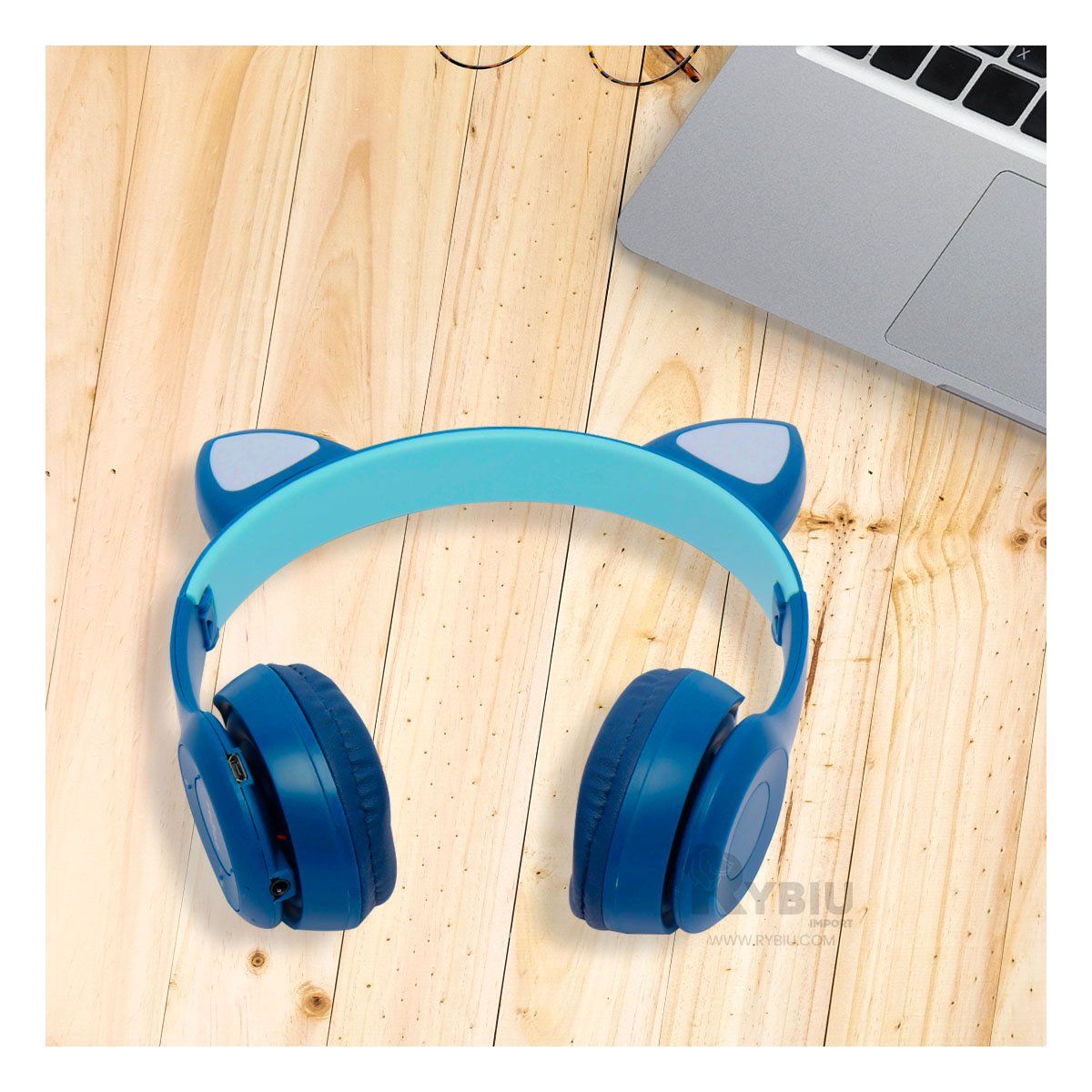 RYBIU IMPORT - Orejeras Funcional con Buen Sonido Azul Y+Ligas de Regalo