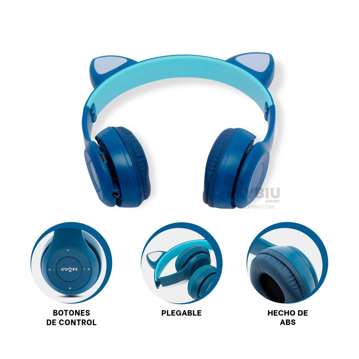 RYBIU IMPORT - Orejera para Strems de Gato Azul Y+Regalo Ligas para Peinar