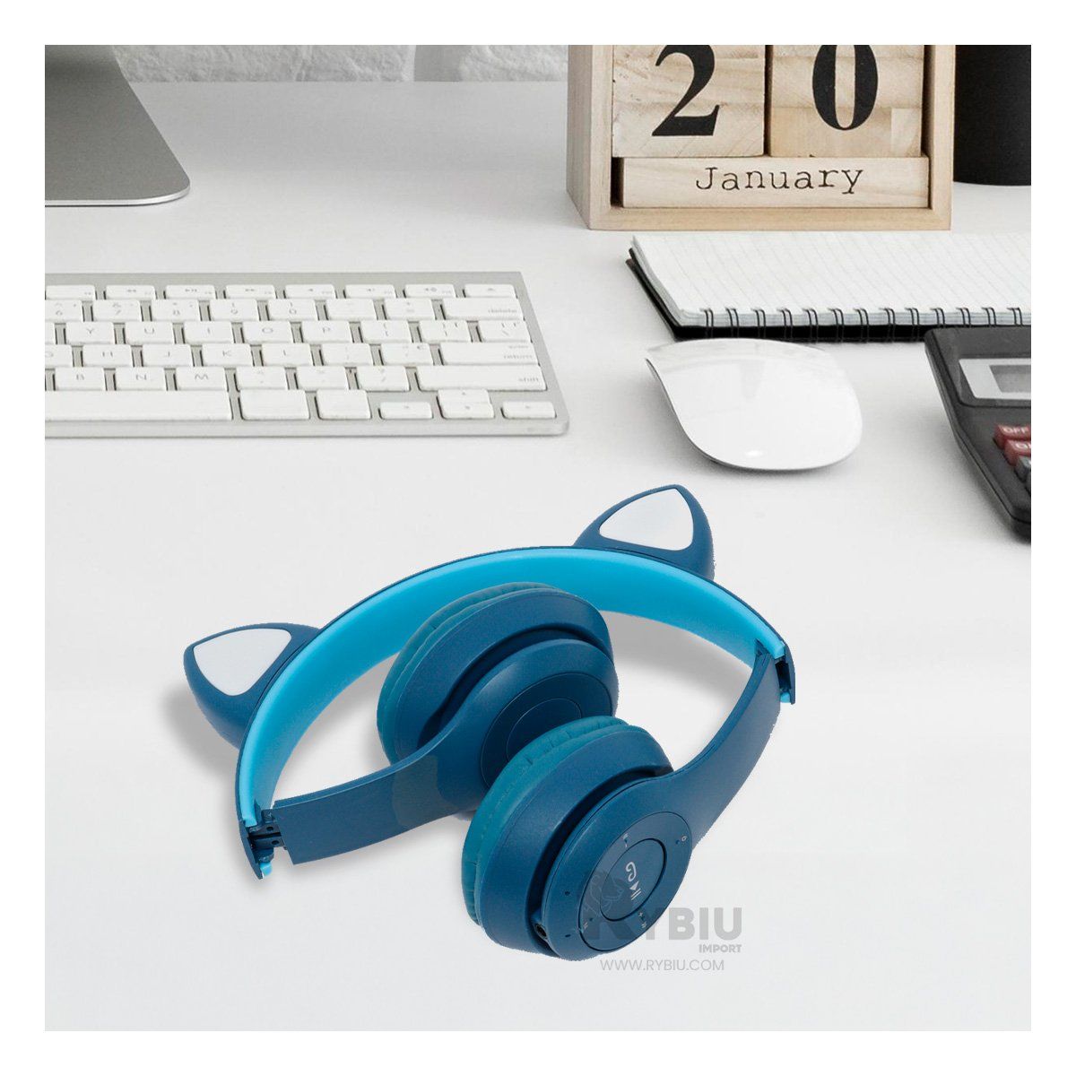 RYBIU IMPORT - Orejera para Strems de Gato Azul Y+Regalo Ligas para Peinar