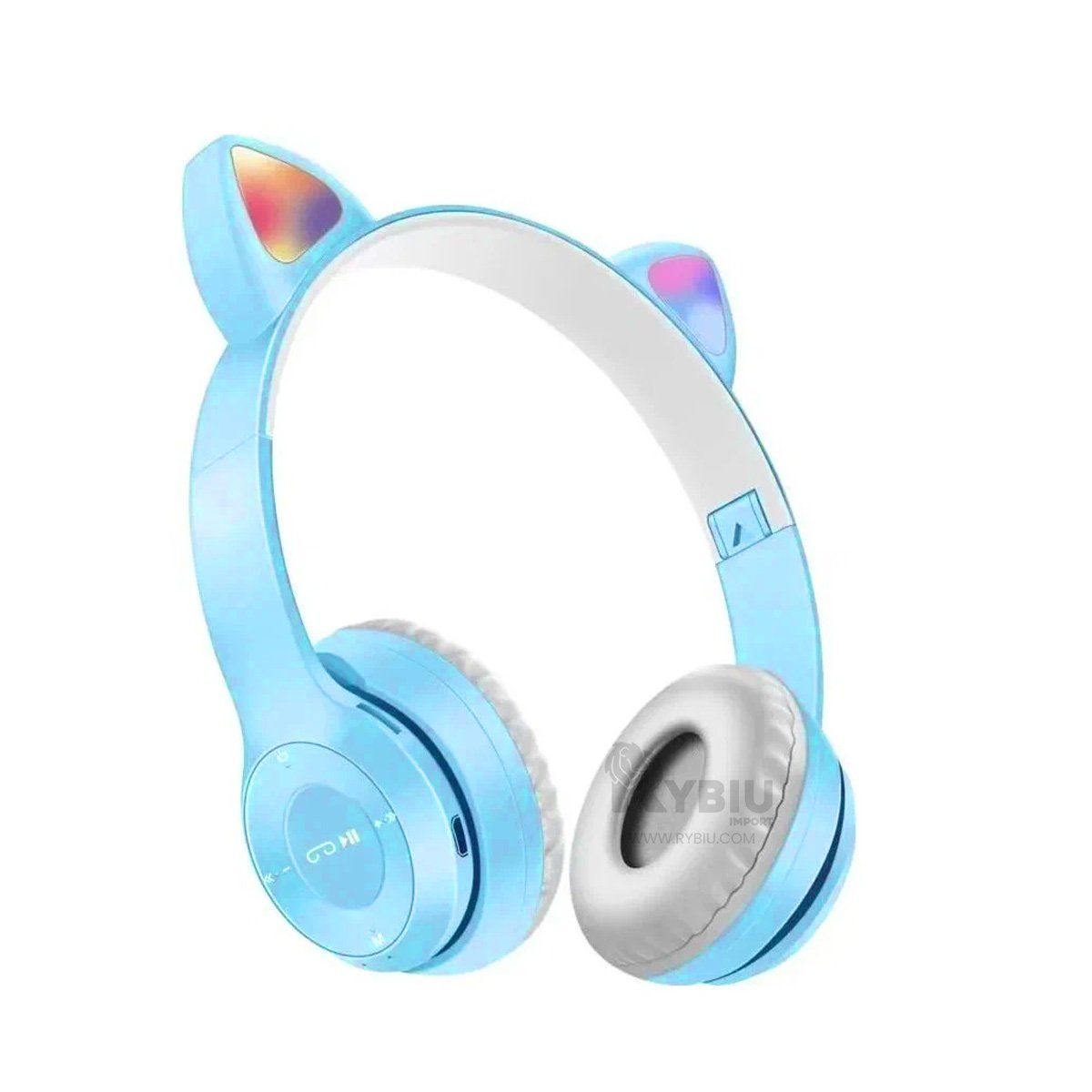 RYBIU IMPORT - Auriculares Luminosos Color Celeste Y+Envoltorio de Regalo