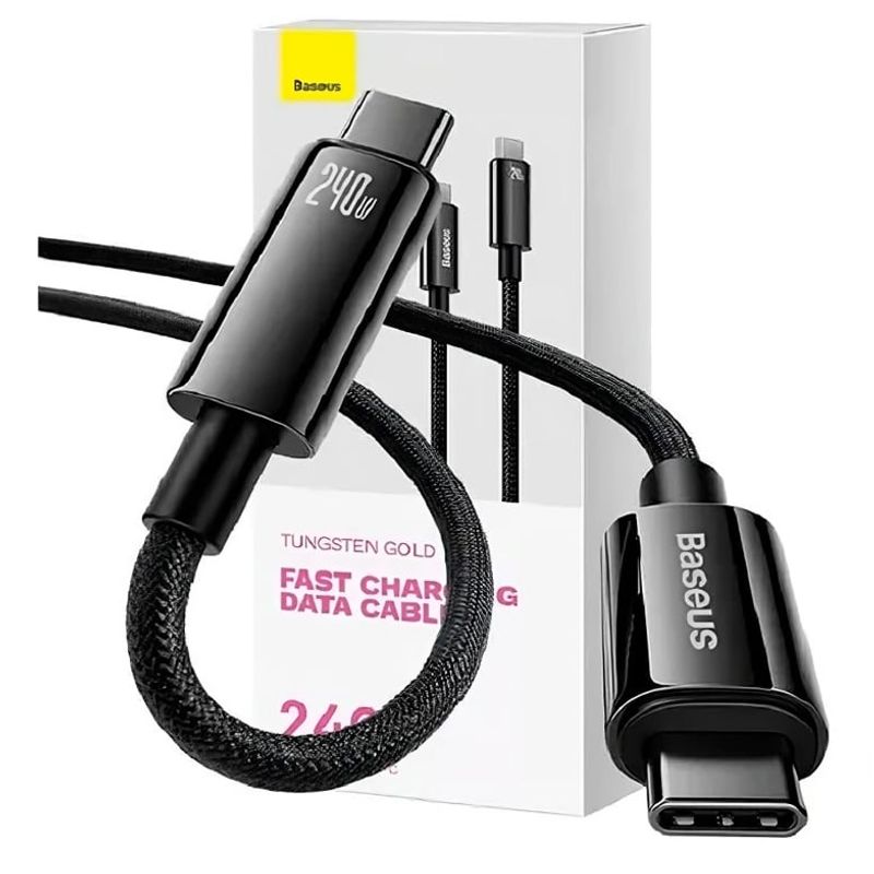 BASEUS - Cable Tipo C a Tipo C Turbo 240W Datos 480mbps Baseus 3Metros