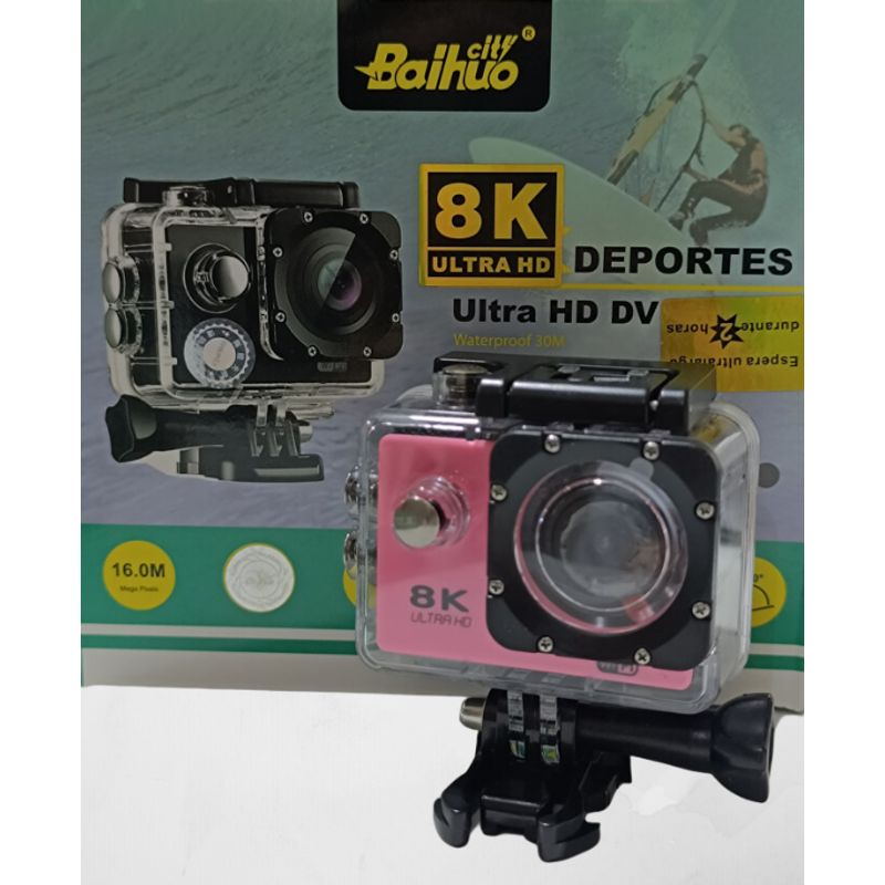 GENERICO - CAMARA DEPORTIVA ULTRA HD 8K PARA MOTO - COLOR ROSADO