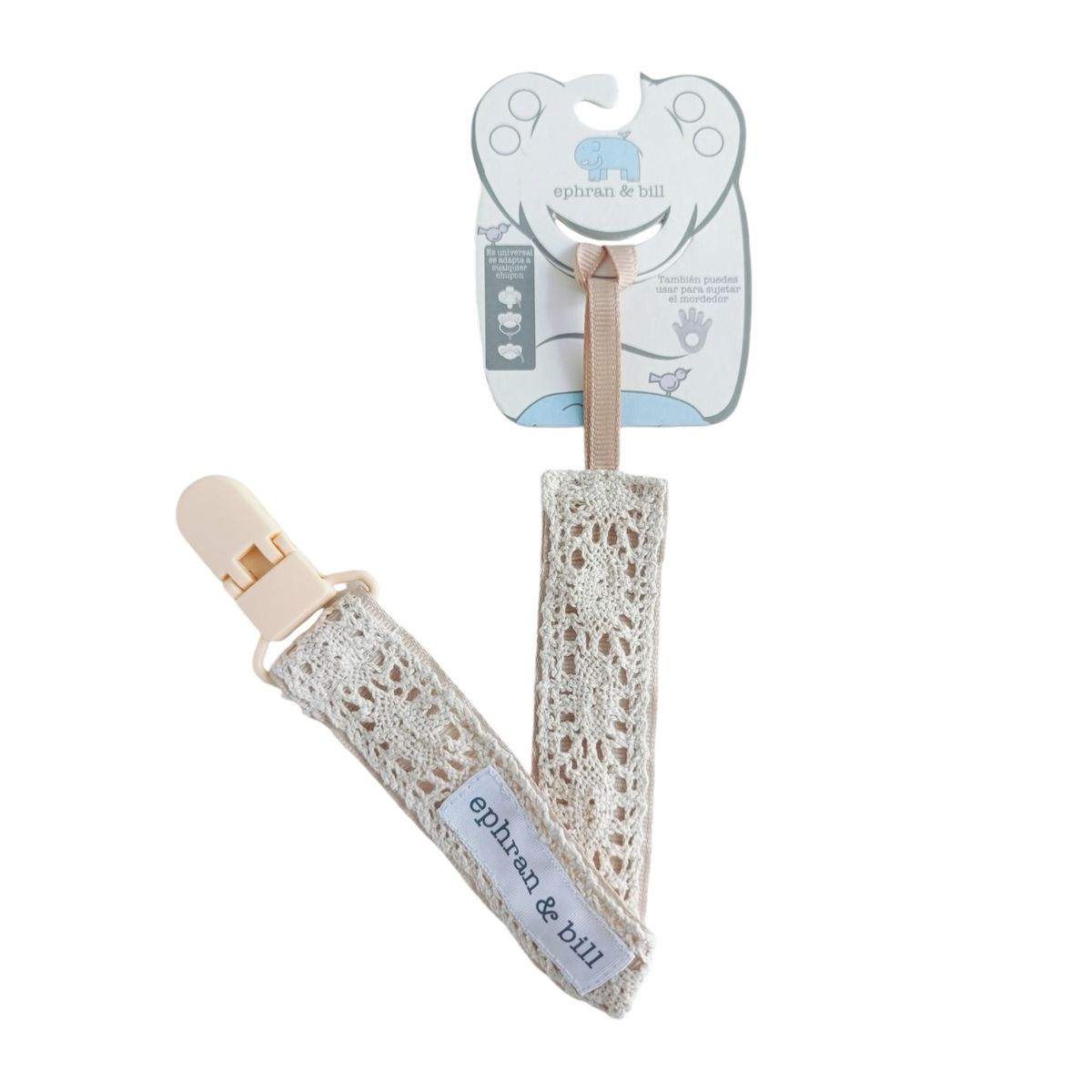 EPHRAN & BILL - Clip Sujetador de chupón Tejida crema