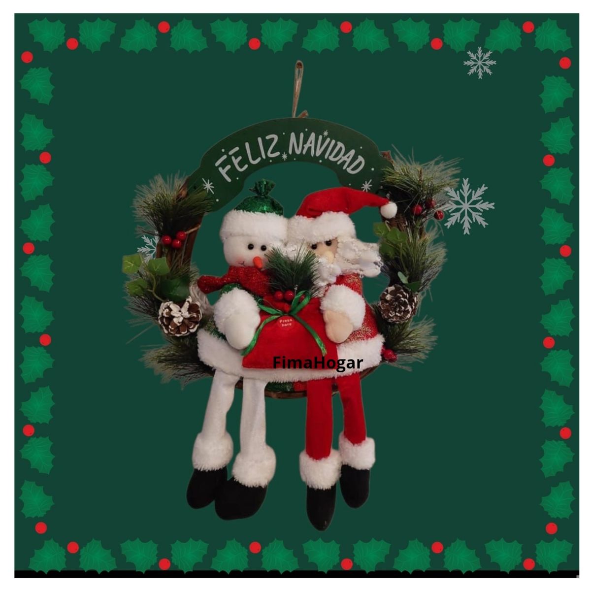 GENERICO - Corona de Navidad colgante para pared y puerta rojo y verde 45 cm