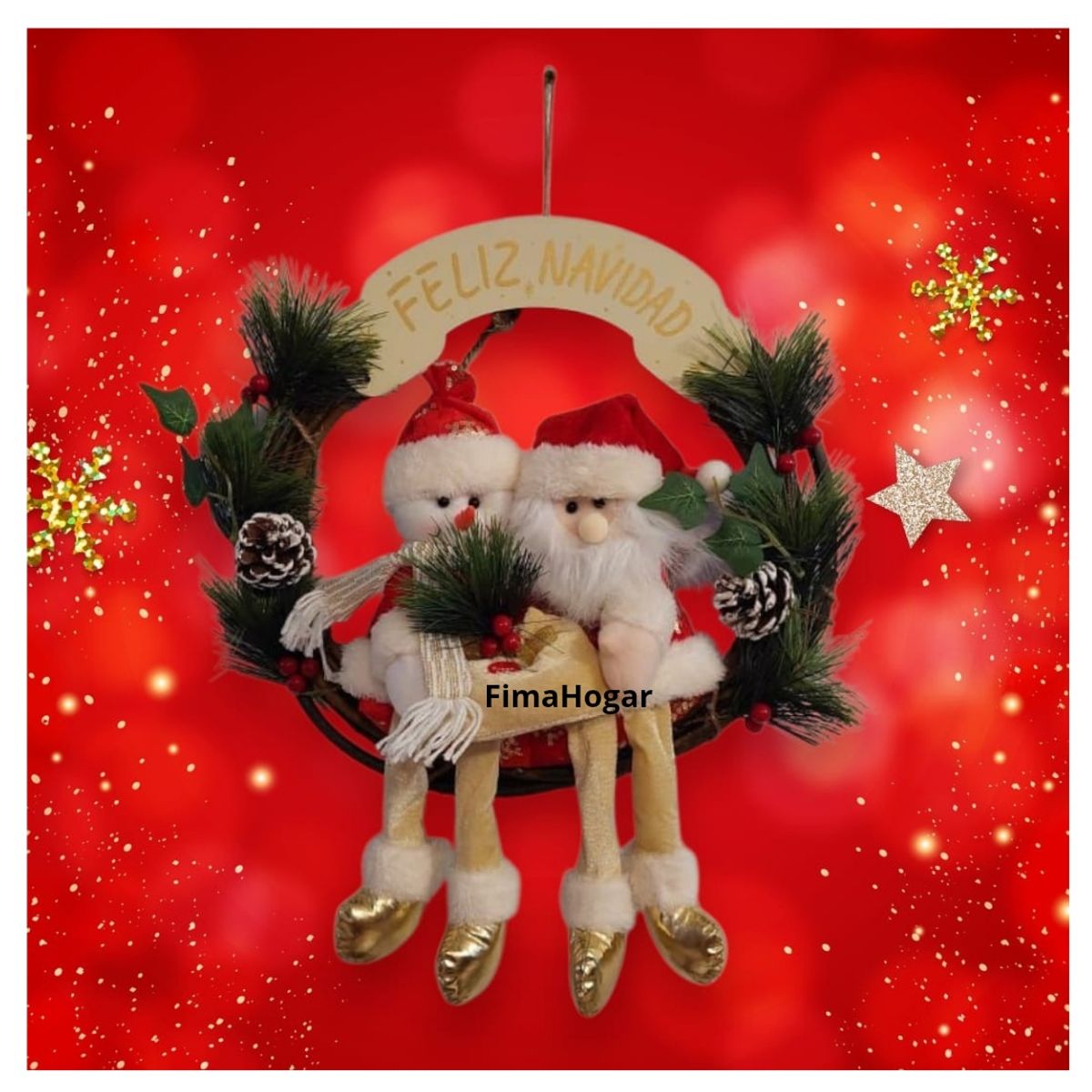 GENERICO - Corona de Navidad colgante para pared y puerta rojo y verde 45 cm