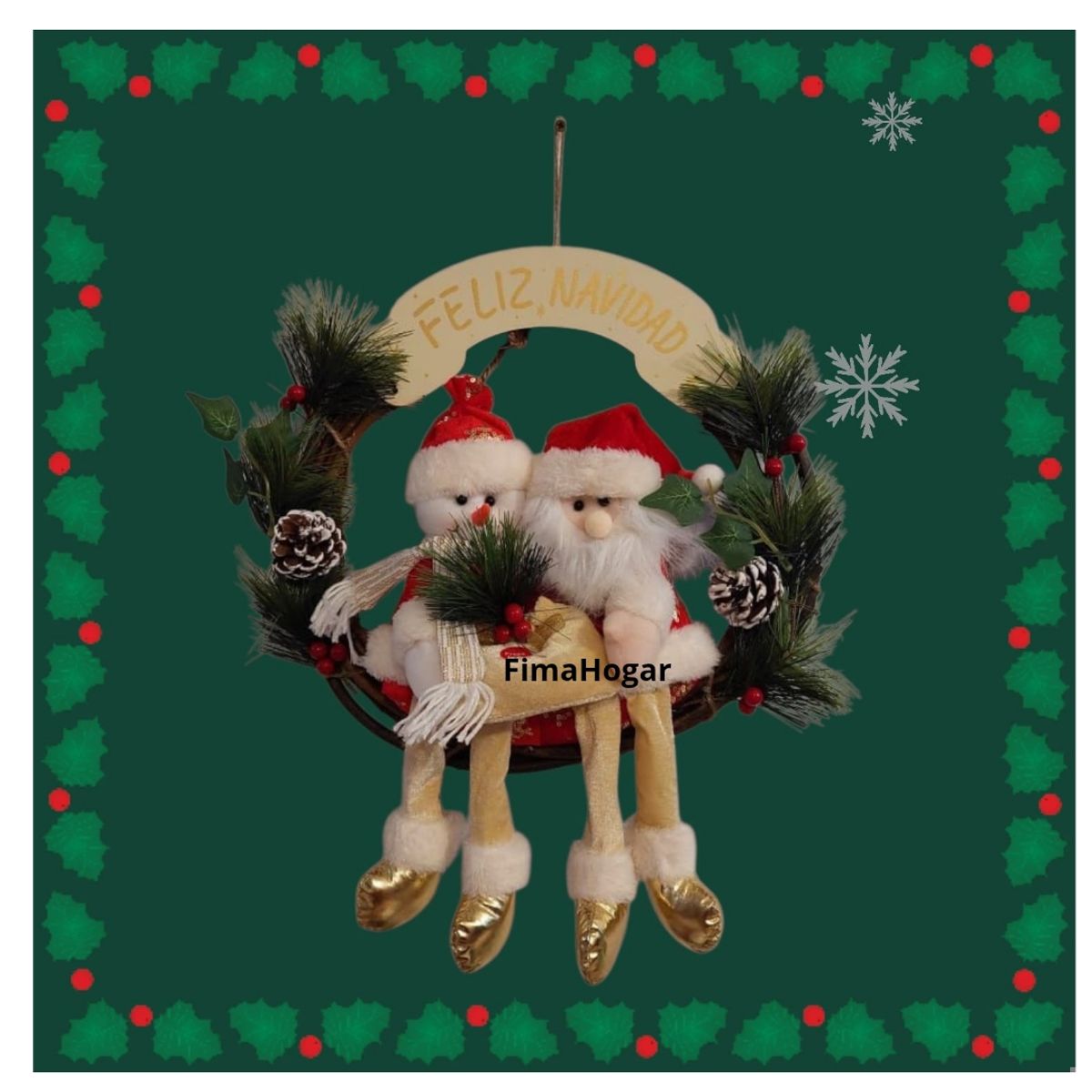 GENERICO - Corona de Navidad colgante para pared y puerta rojo y verde 45 cm