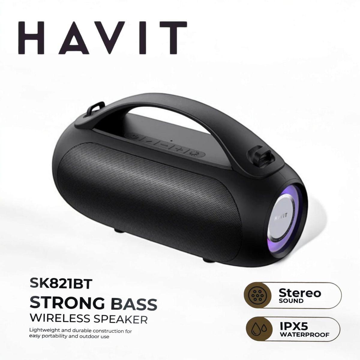 HAVIT - Parlante Portatil Bluetooth HAVIT SK821BT RGB IPX5 Graves potentes 16w